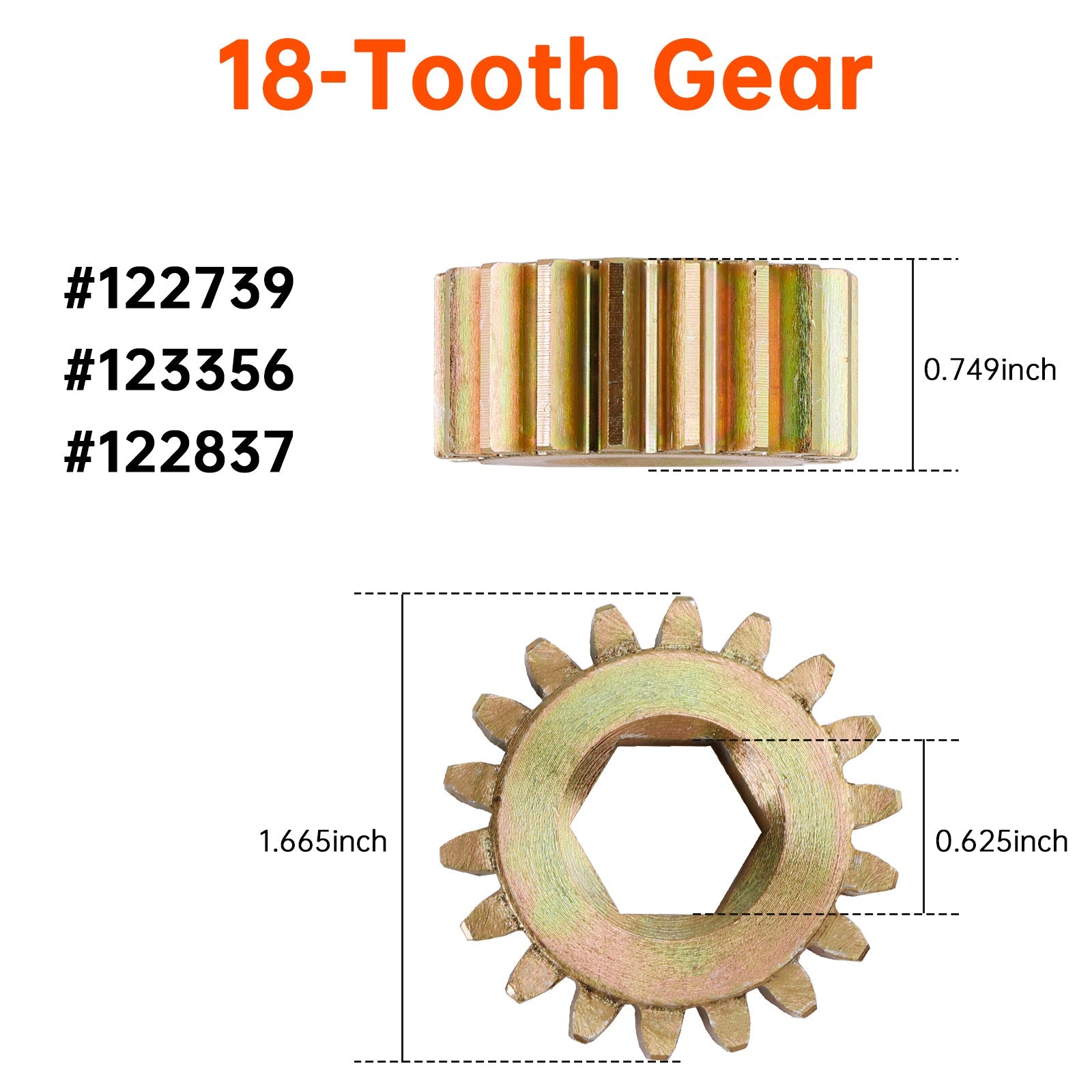 2PCS 122739 18 Tooth Spur Gear 12 DP/14.5 PA for Lippert RV Slide Out