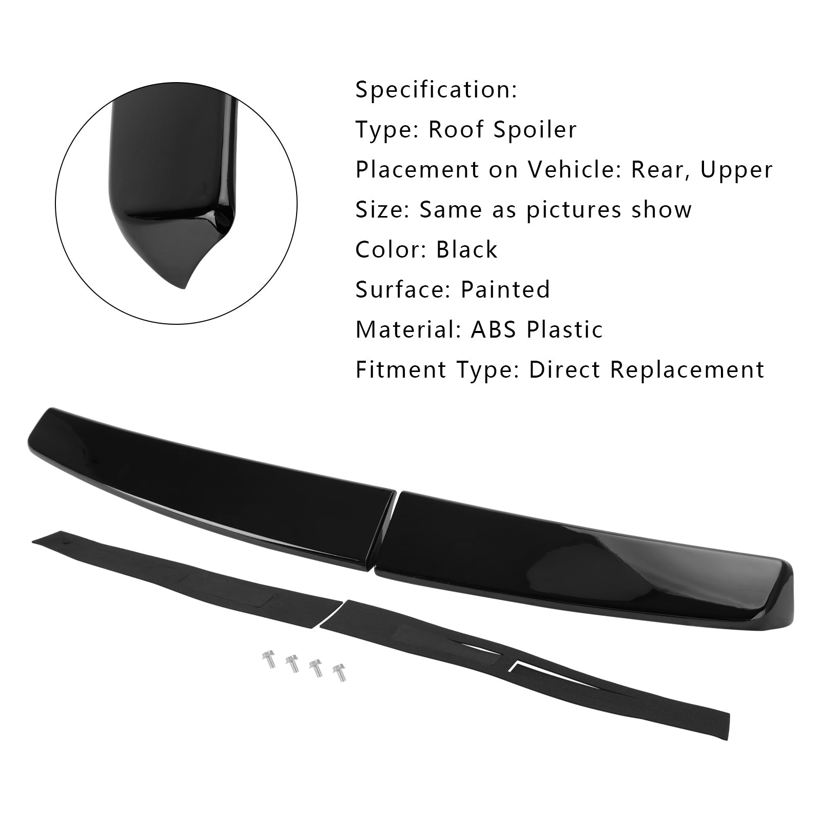 2005-2018 VW Caddy Maxi Gloss Black Rear Twin Barn Door Trunk Spoiler