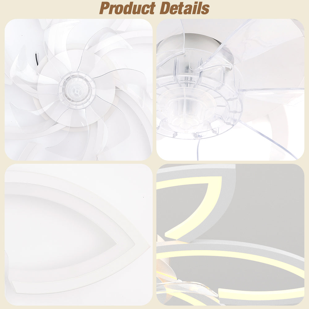 6-Speed Dimmable Quiet for Bedroom LED Ceiling Fan with Light App Control&Remote