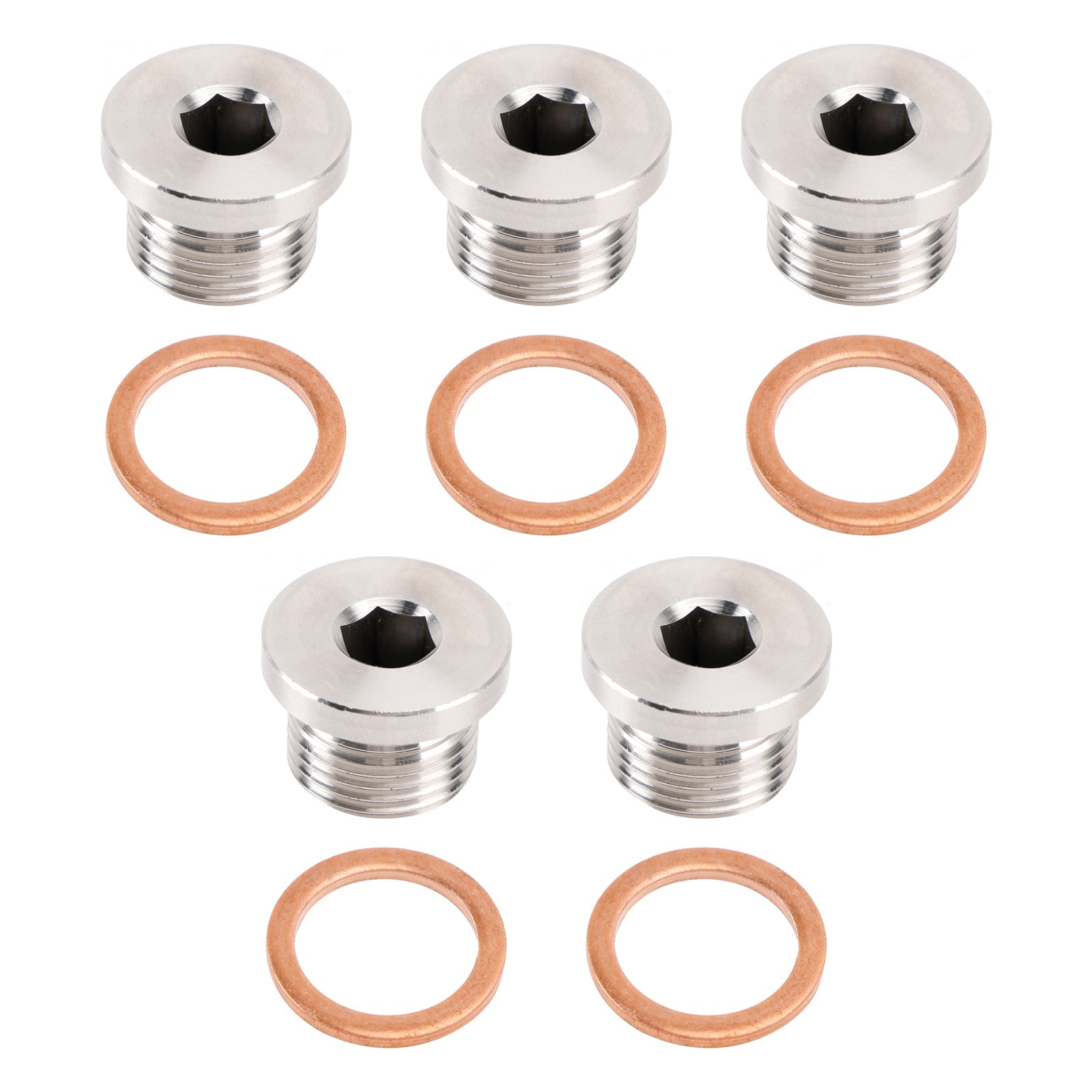 M18 x 1.5mm Inner Hex Head Sensor Blanking Plug Cap 304 Stainless Steel 5 Pack