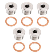 M18 x 1.5mm Inner Hex Head Sensor Blanking Plug Cap 304 Stainless Steel 5 Pack