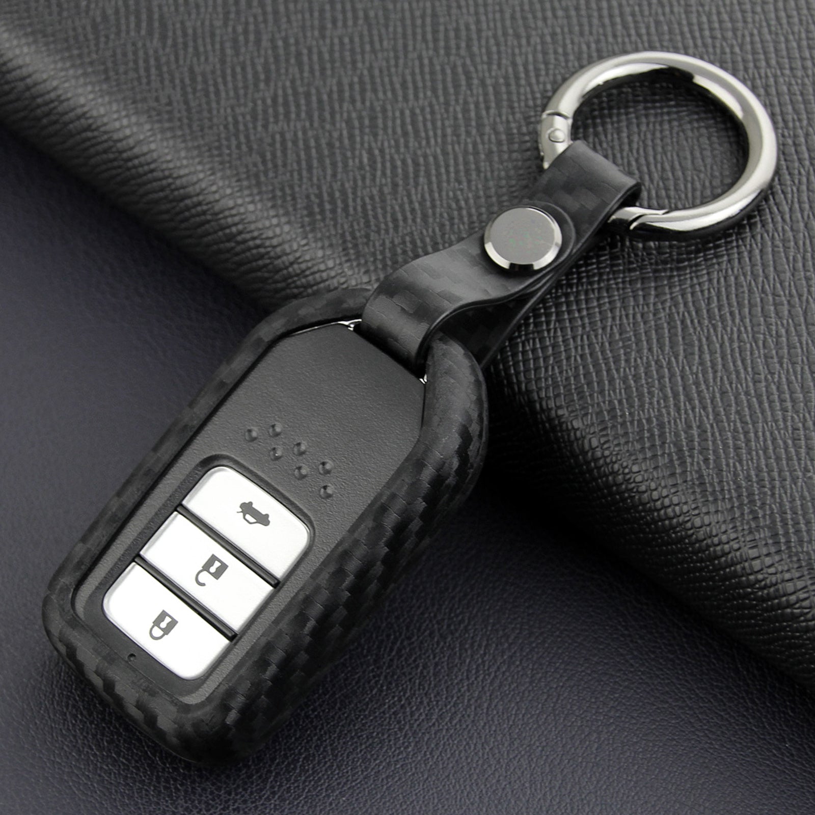 Leather Silicone Car Key Case Cover With Buckle For Honda
