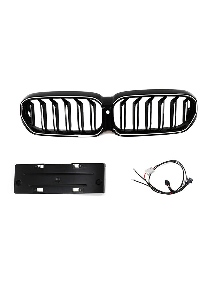 2021-2024 Fit BMW 5 Series G30 G38 Gloss Black Front Kidney Grille Double Slat