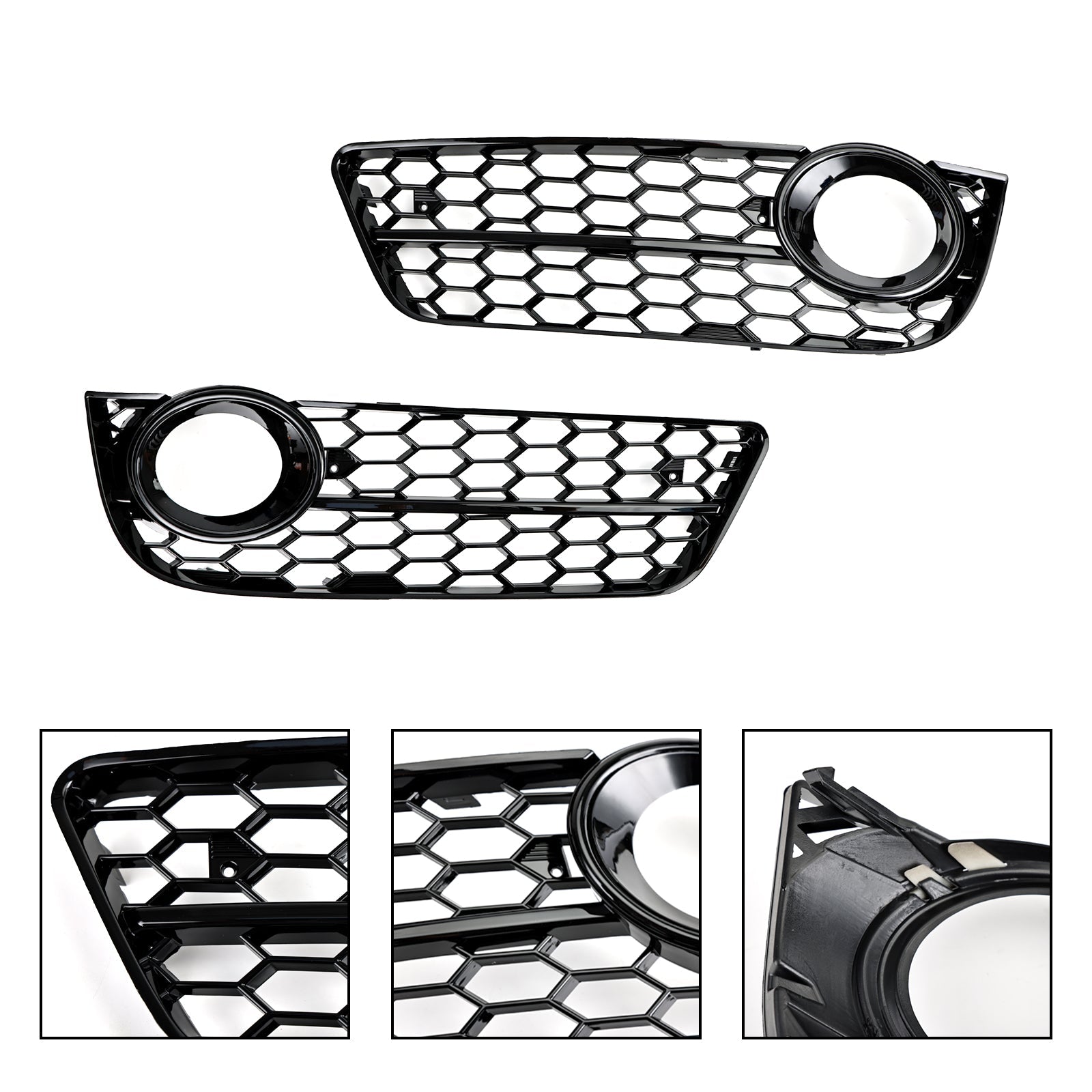 2007-2011 Audi A5 Pair Honeycomb Front Fog Lamp Cover Grille Grill 1522024