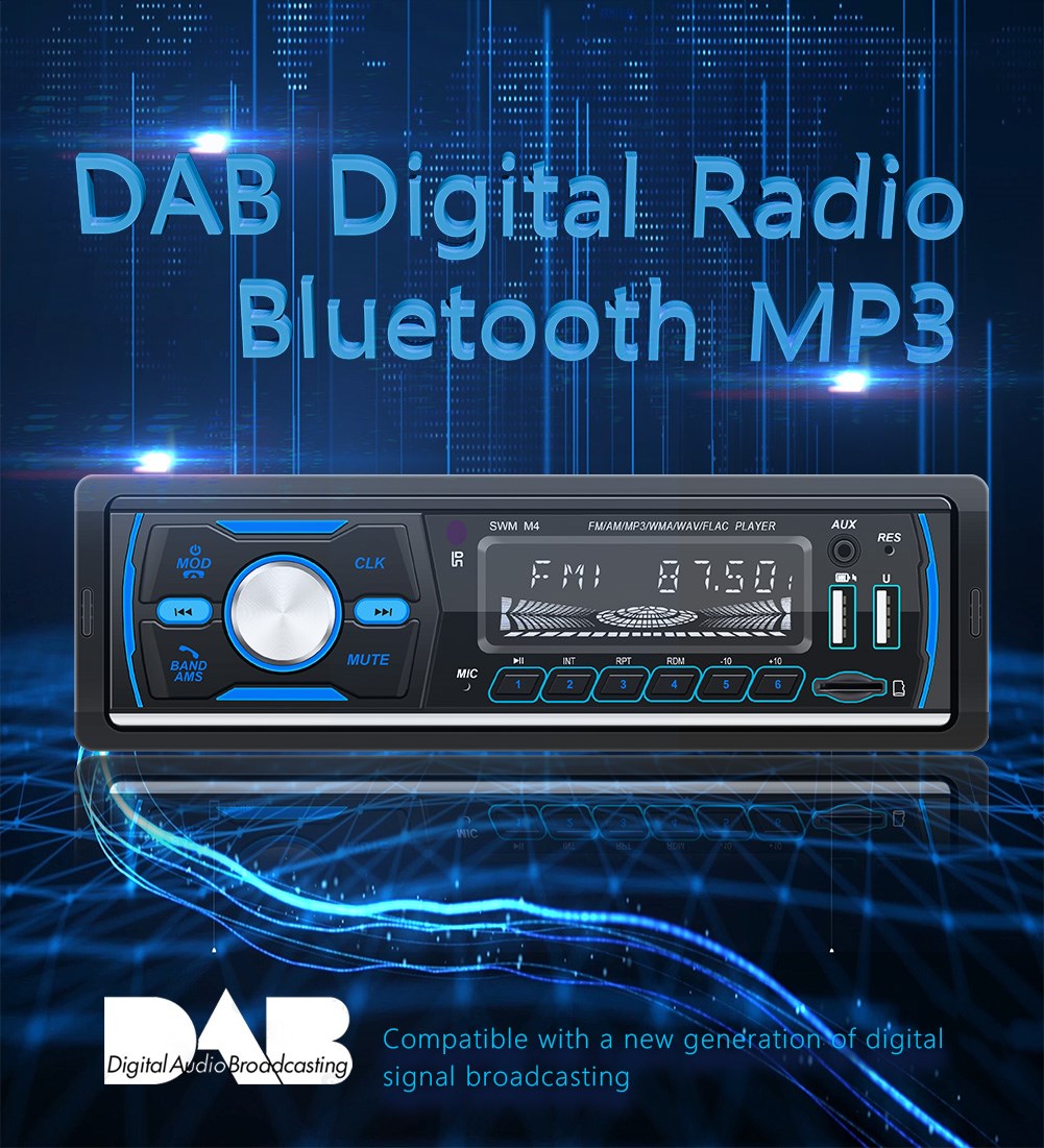 Car Radio Stereo 1Din Bluetooth FM Audio Music Player DAB/MP3/USB/AUX In-dash