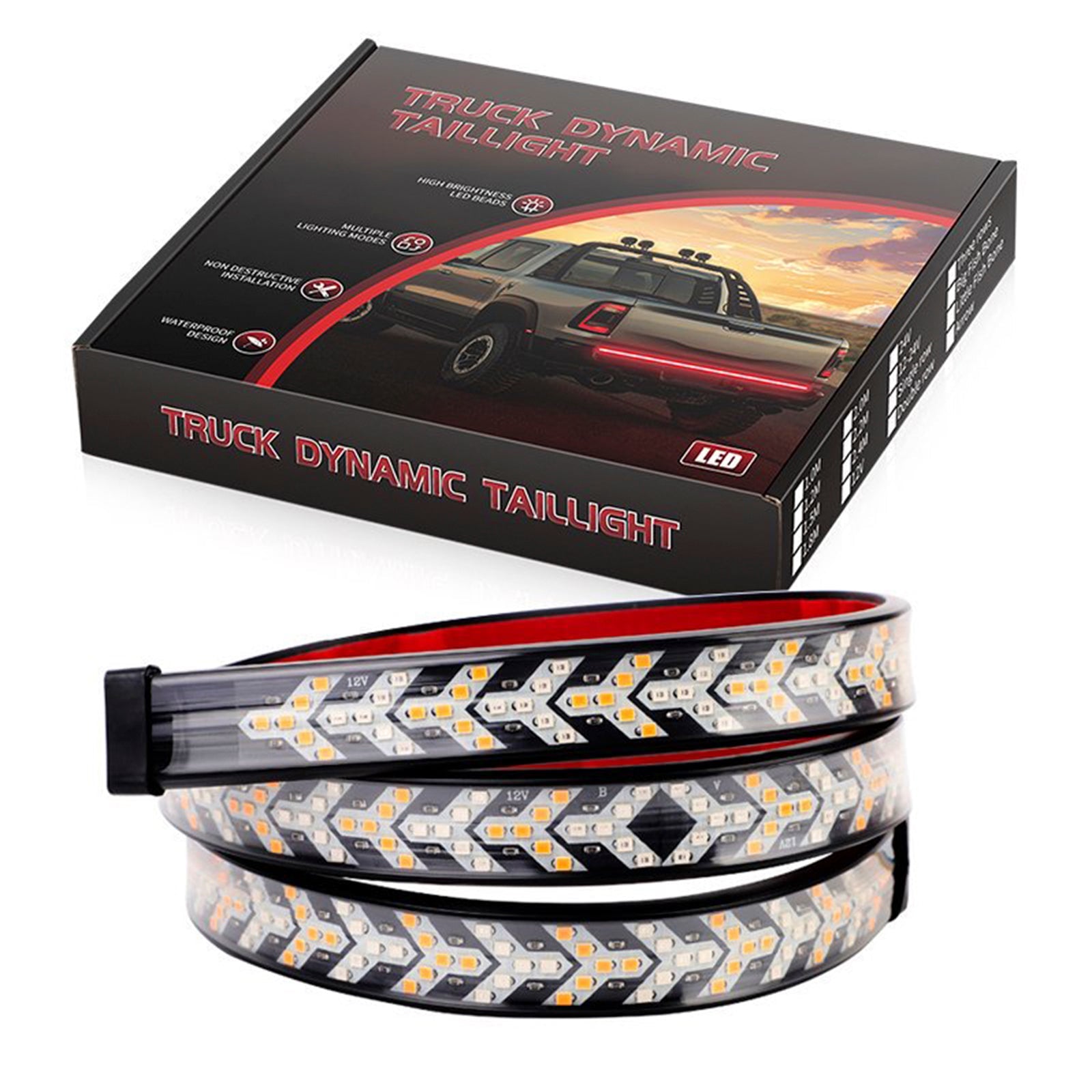 Car Truck LED TailLight Strip Turn Signal Lamp Flowing Dynamic Fish Bone 1.2 meters