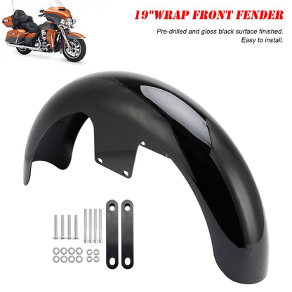 Touring Electra Street Road Glide Baggers FLHT FLHR 19" Wrap Front Fender ABS