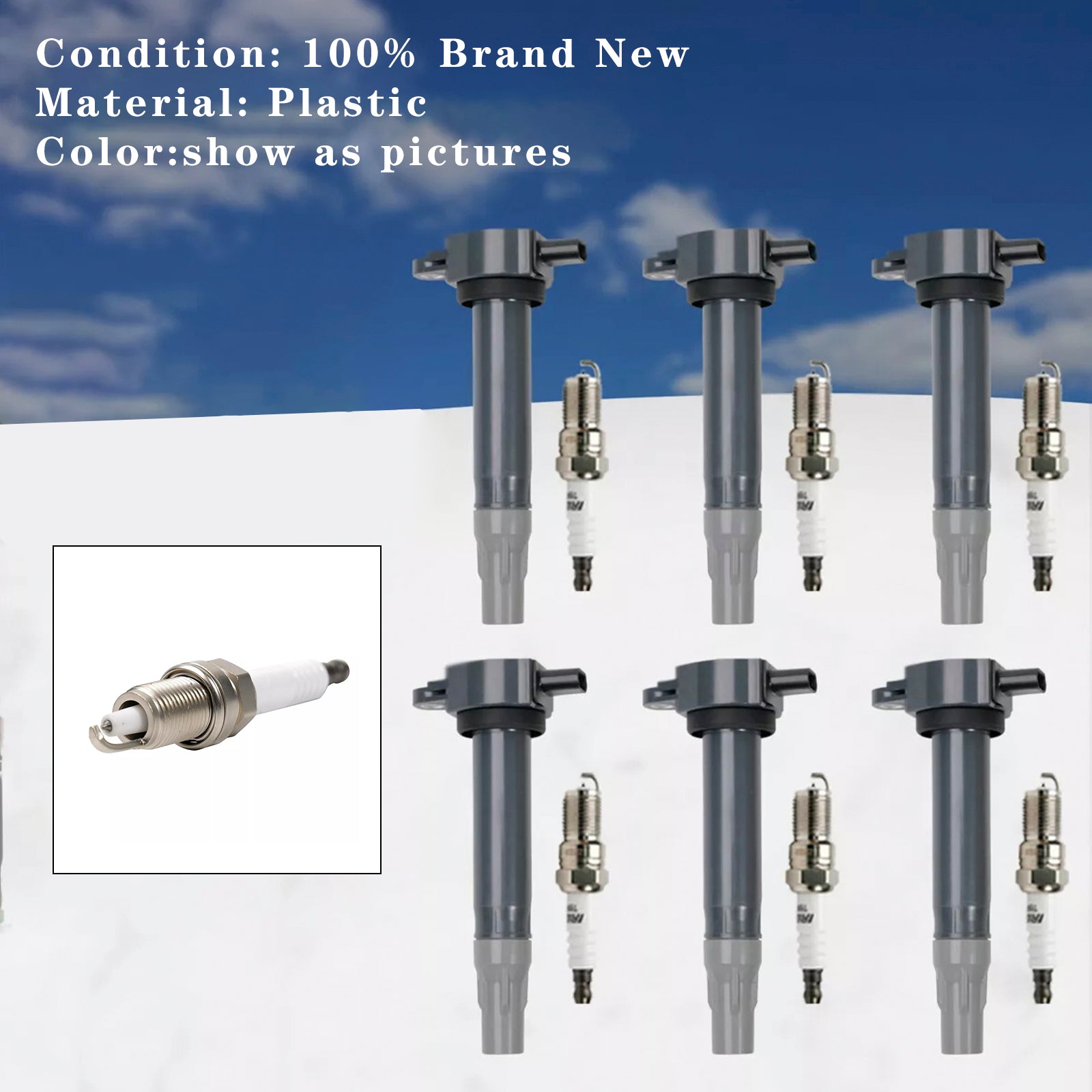 2006-2010 Chrysler Sebring V6 2.7L 6pcs Ignition Coil & Spark Plugs UF502 4606869 4606869AA