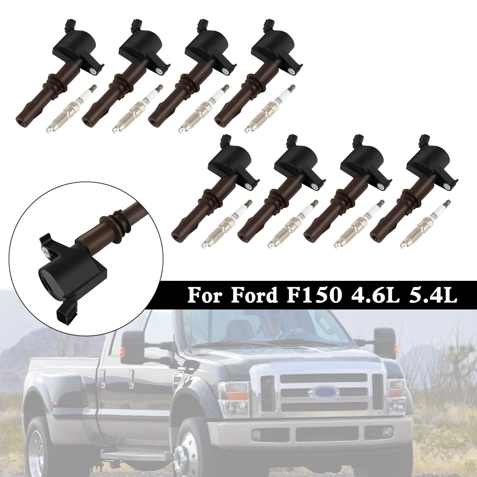 2007-2010 Ford F-150 V8 5.4L 8pcs Ignition Coils +Spark Plugs DG521 SP509 0B244206 8L3E-12A366-AA