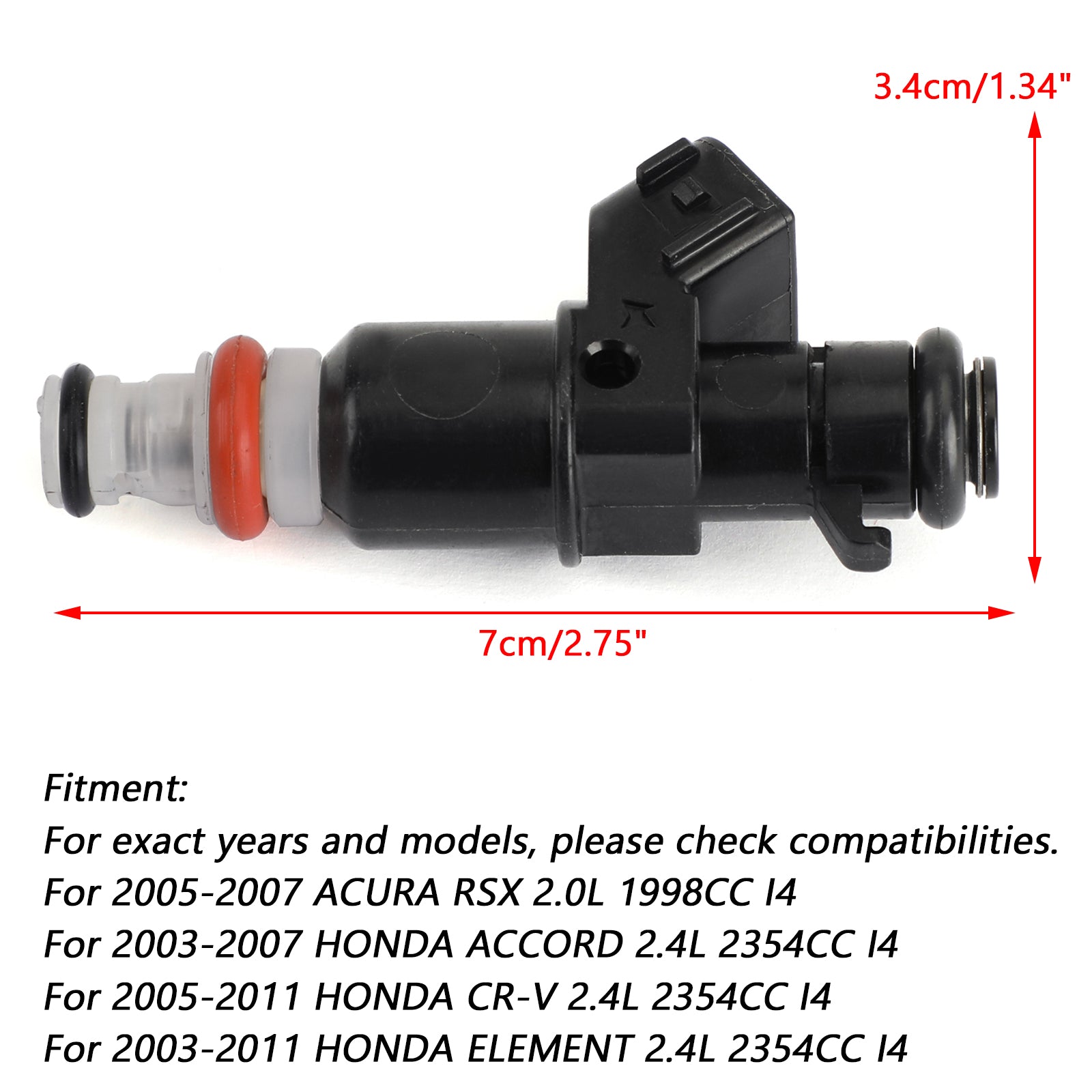 2005-2011 HONDA CR-V 2.4L 2354CC I4 4PCS Fuel Injectors 16450RAAA01 16450-RAA-A01