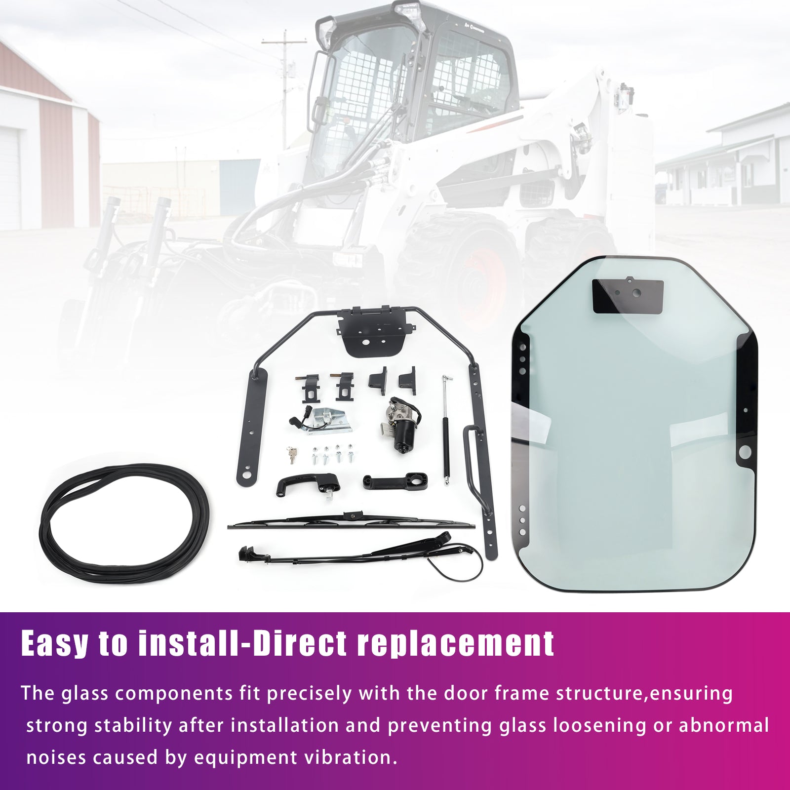Front Door Glass kit 7120402 7120401 For Bobcat Skid Steer Loaders S450 S510