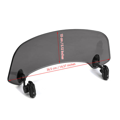 Universal Motorcycle Clip On Wind Deflector Screen Windshield Windscreen Gray