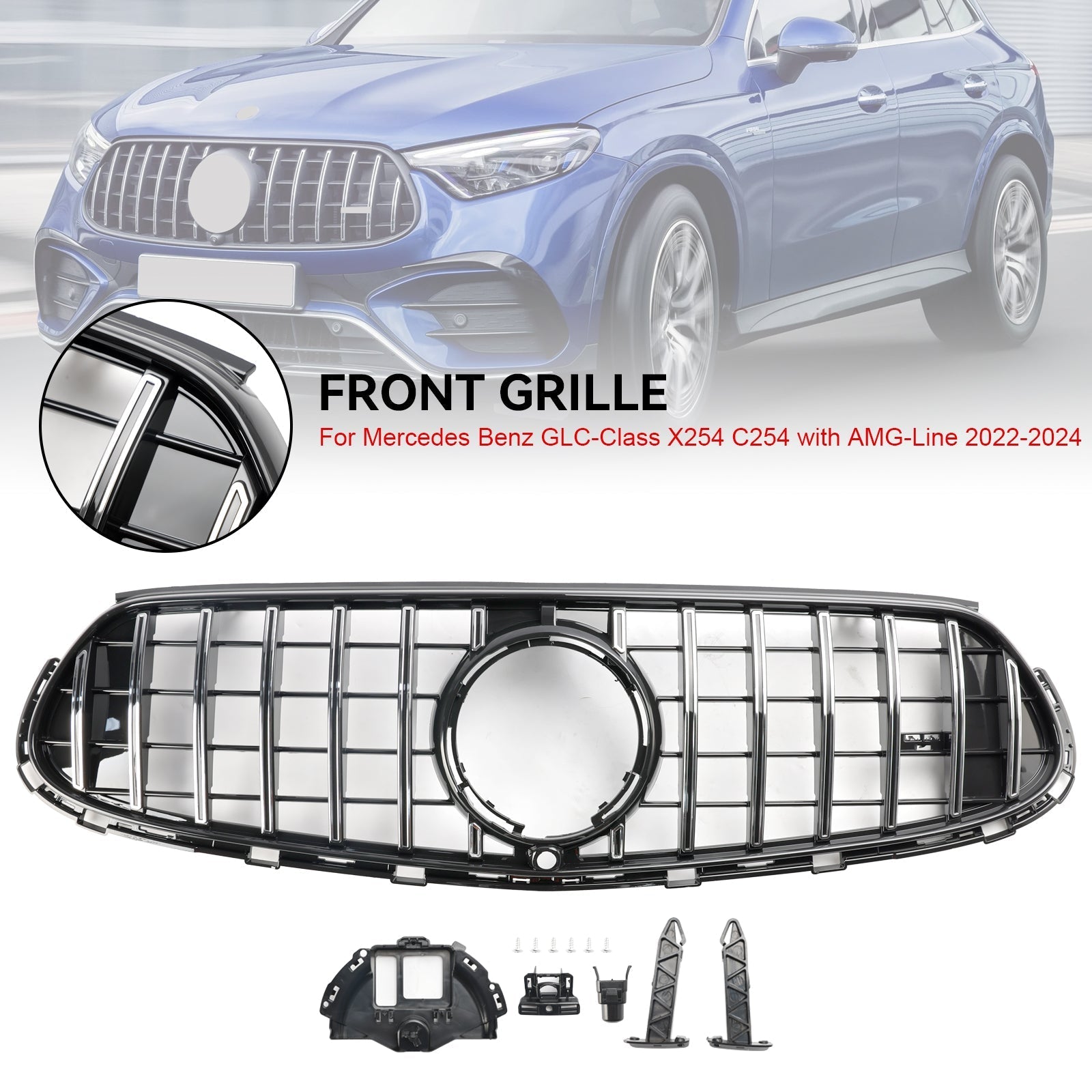 2022 2023 2024 Mercedes GLC X254 C254 with AMG-Line Front Bumper Upper Grill Grille