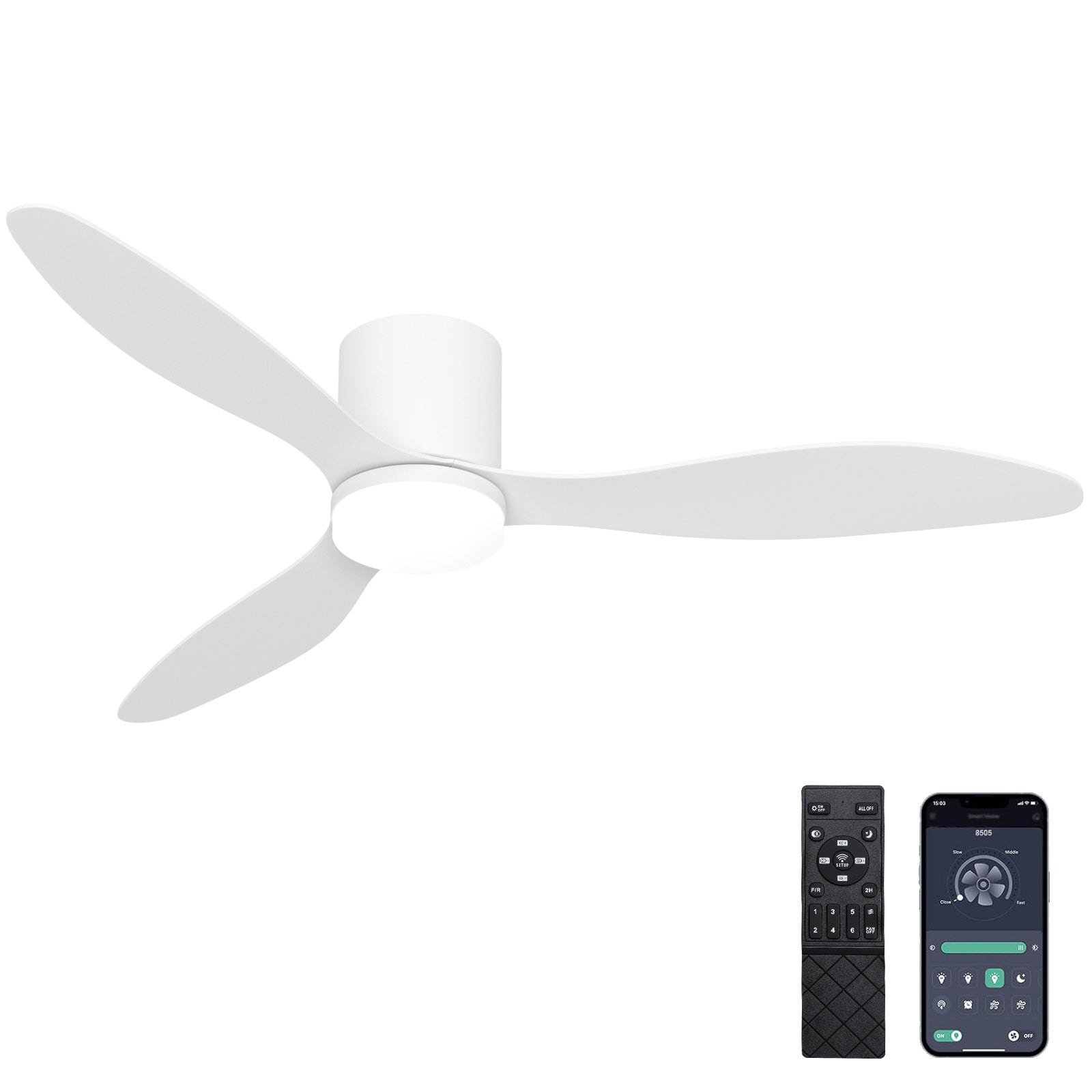 Remote/App Control 42" Profile Ceiling Fan with Lights Dimmable LED DC Motor