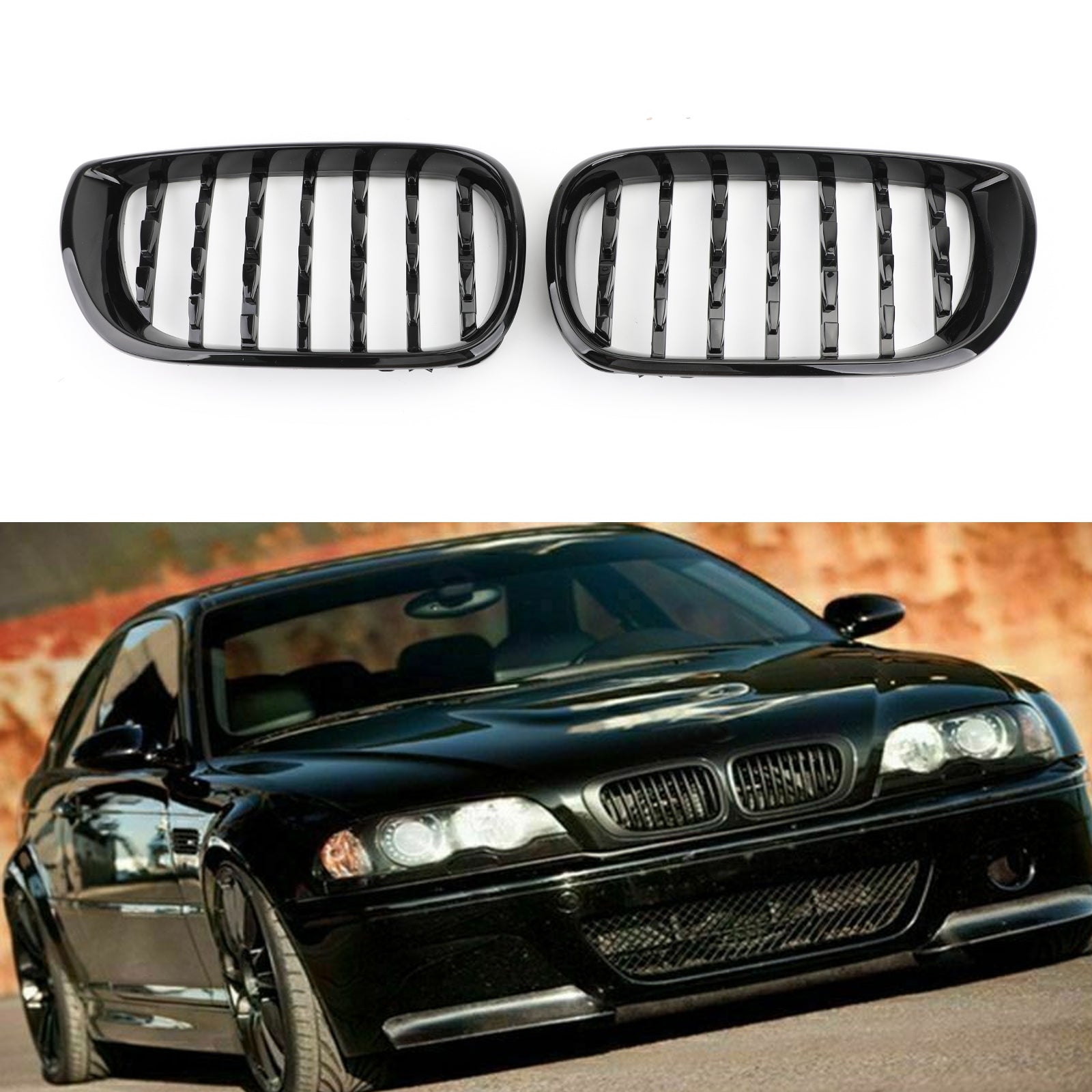 2002-2005 BMW E46 Saloon/Touring Facelift 4Dr Diamond Style Front Grille Black&Chrome/Chrome/Black Generic
