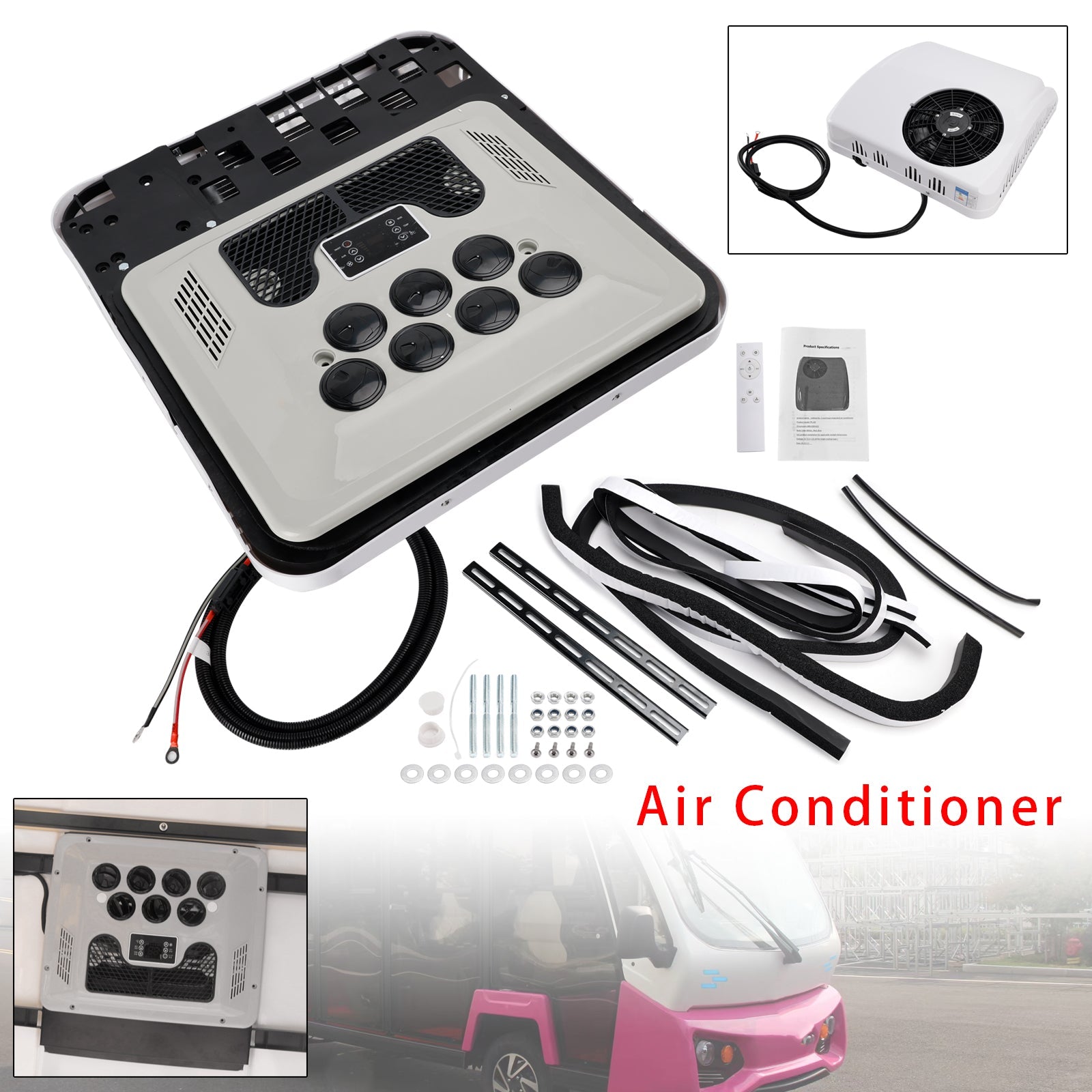 24V RV Air Conditioner Heat Pump Non-Ducted Unit Heater/Cooling For Campers RV