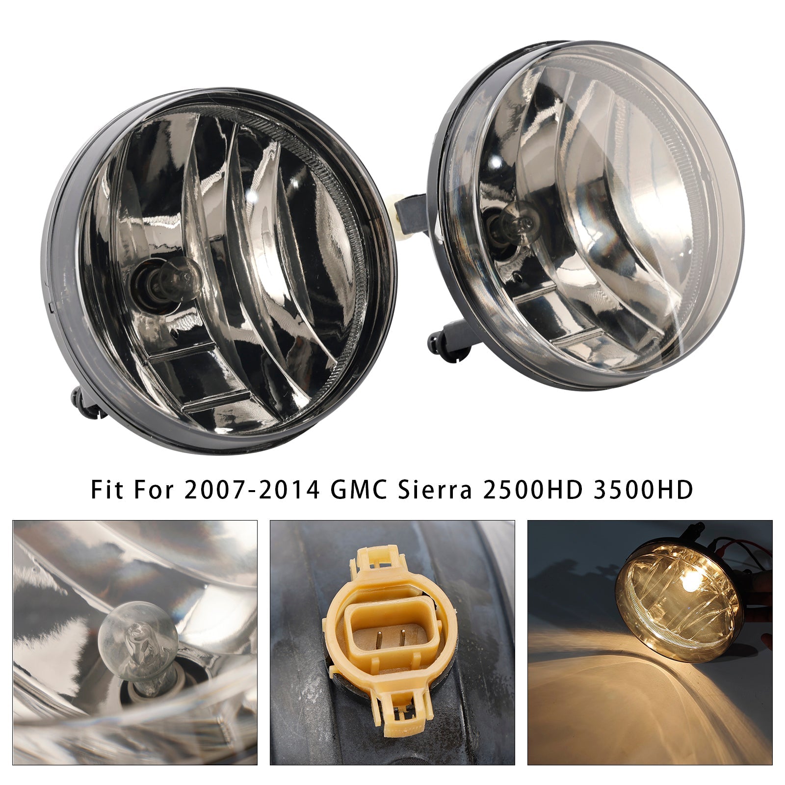 2007-2013 GMC Sierra 1500 Pair Front Fog Lights Lamps With Bulbs