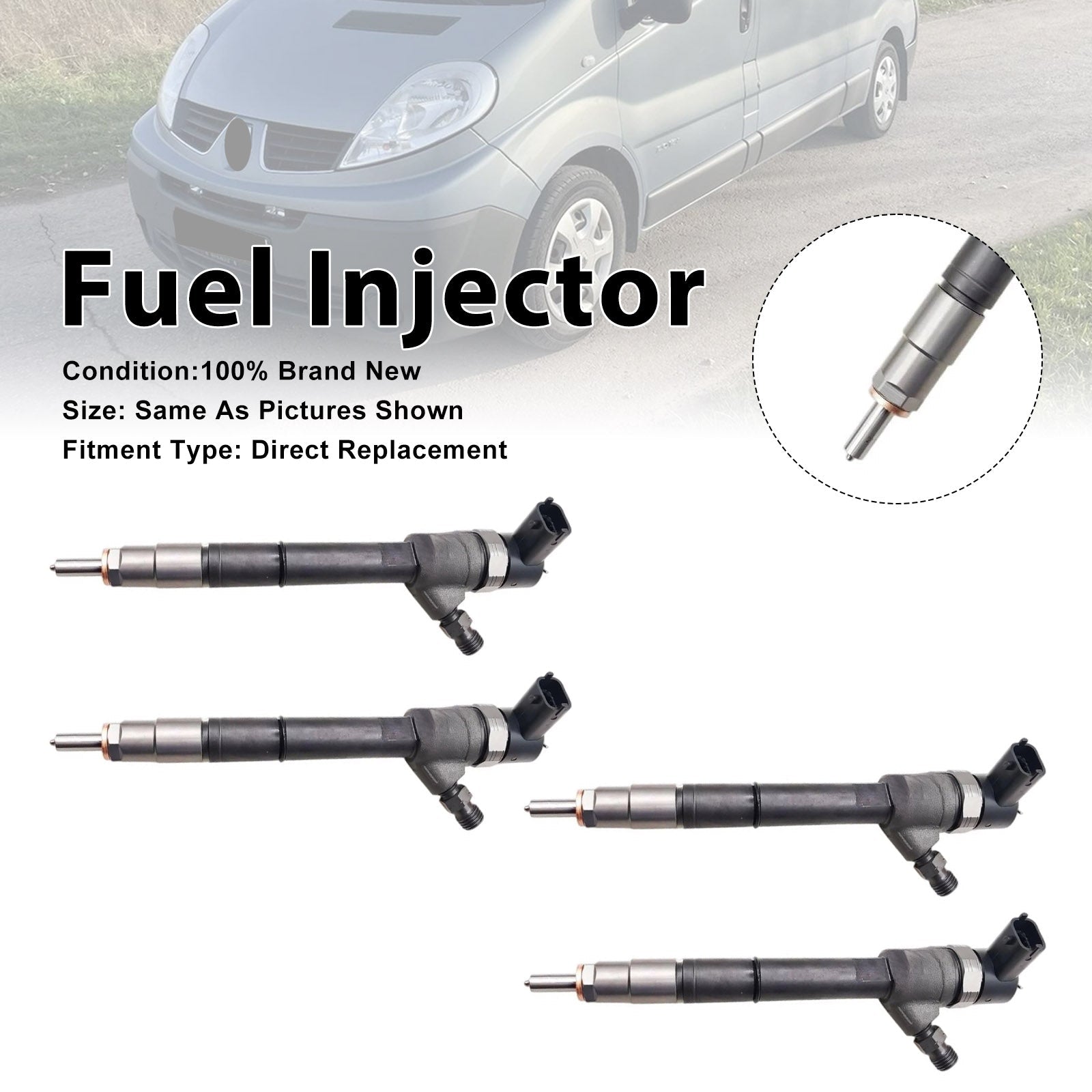 Fit For Renault Trafic II 2.0L DCI 4Pcs Fuel Injector 0445110338