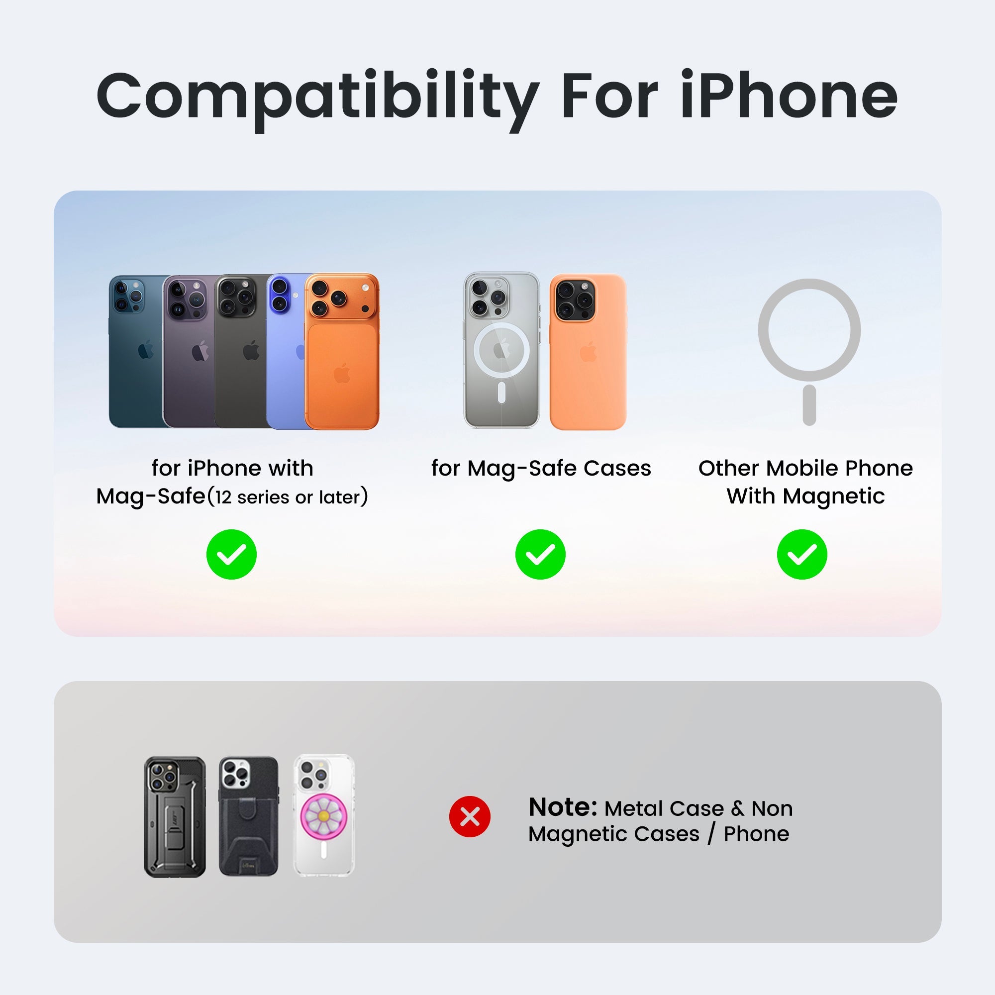 Magnetic Card Holder MagSafe Wallet RFID Protection for iPhone 17/16/15/14/13/12