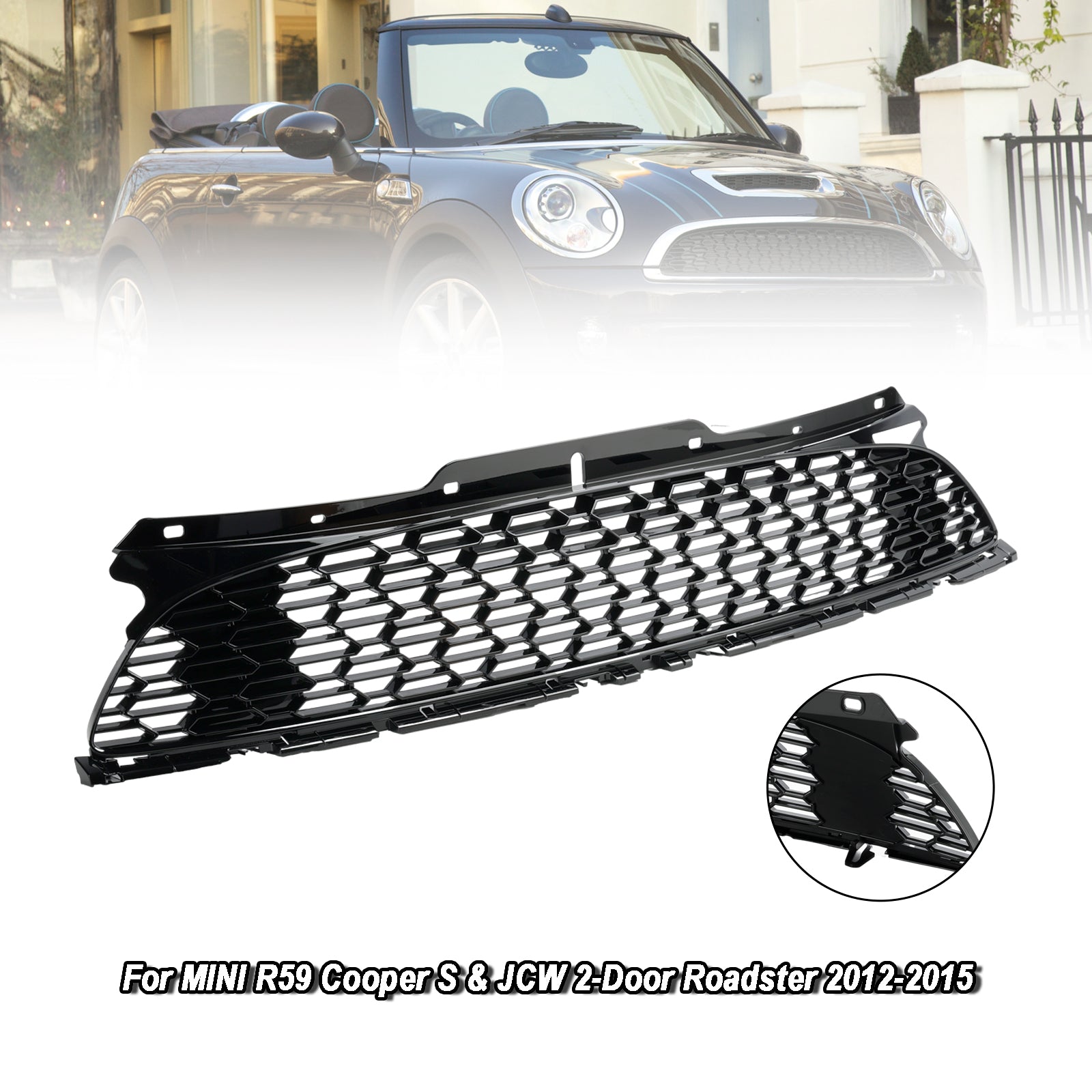 2008-2014 MINI R55 Cooper S & JCW 5-Door Estate Gloss Black Front Bumper Grill Grille