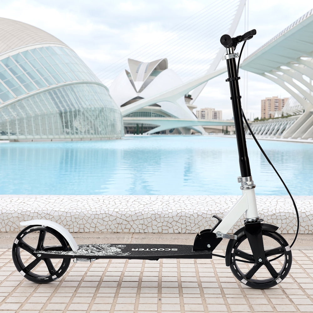 Foldable Commuter Kick Scooter For Adults and Teens With 8" Large solid pu luminous tire Dual Safety Brakes Anti-Slip Deck Commute Kick Scooter