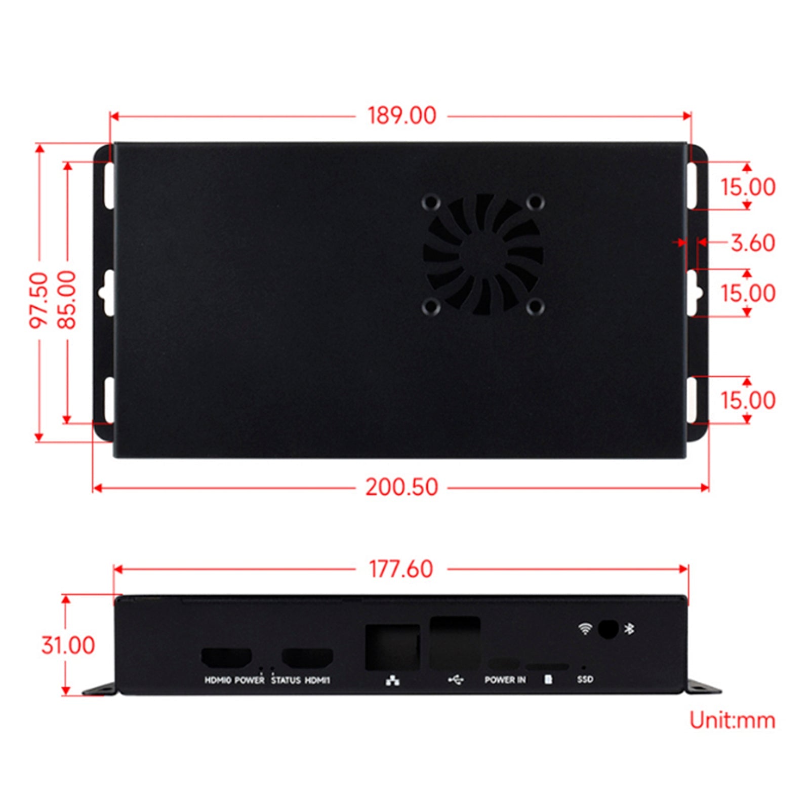 Raspberry Pi CM5 IO Compute Module 5 IO Board Metal Heat Dissipation Enclosure