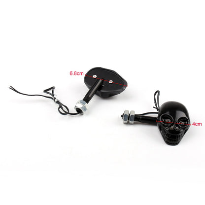 Motorcycle Skull Head Turn Signal Indicator Blinker 12V LED Light Lamp