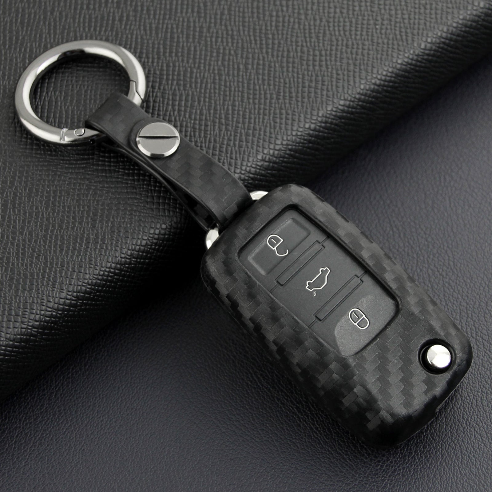 Leather Silicone Car Key Case Cover With Buckle For Volkswagen Golf MK6