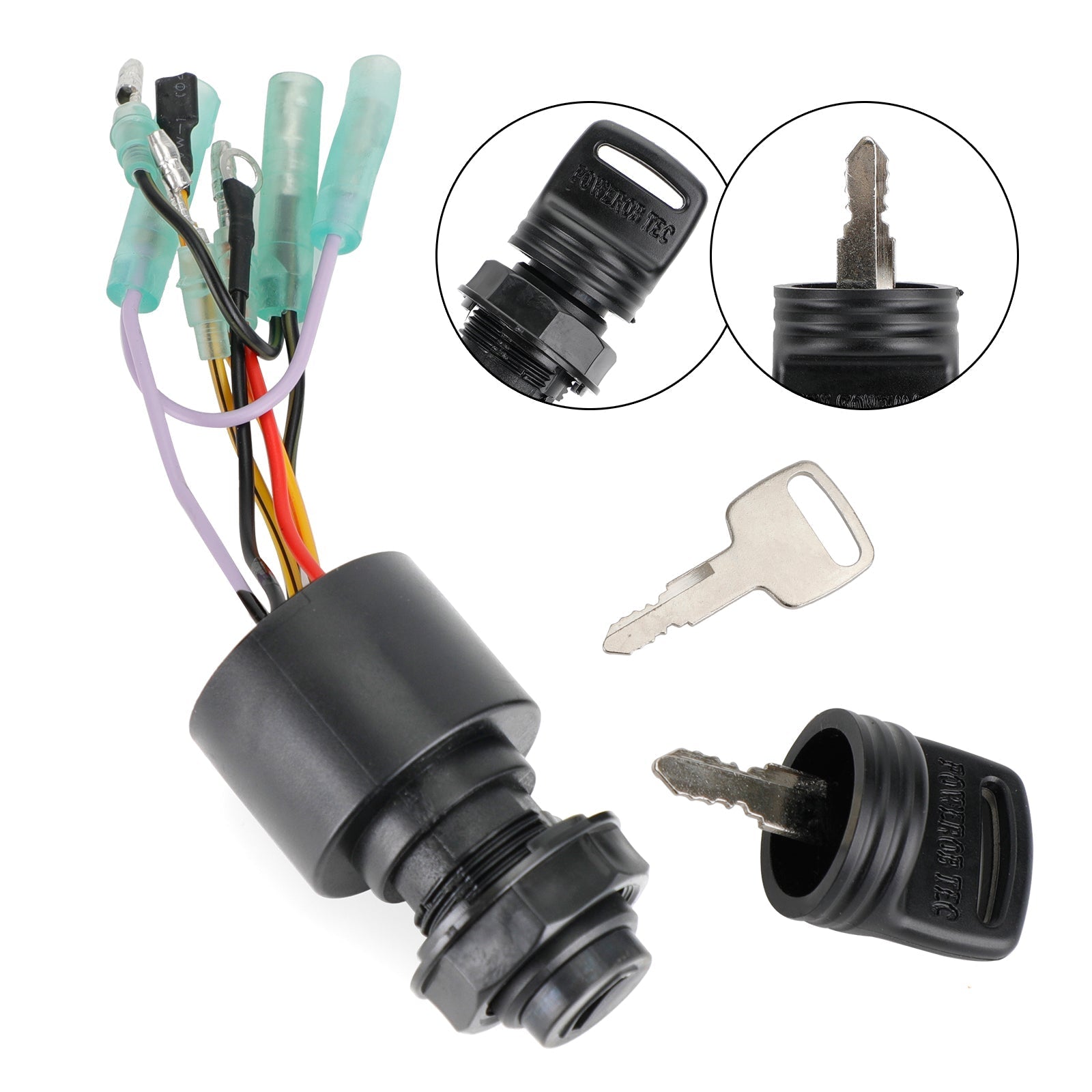 Boat Ignition Key Switch 87-17009A5 fit for Mercury Outboard by HP 9.9HP 0N059858 &amp; Up - Cat.# 90-803827006 - 2 CYL Remote Control-4000 Side Mount(Non Power Trim)