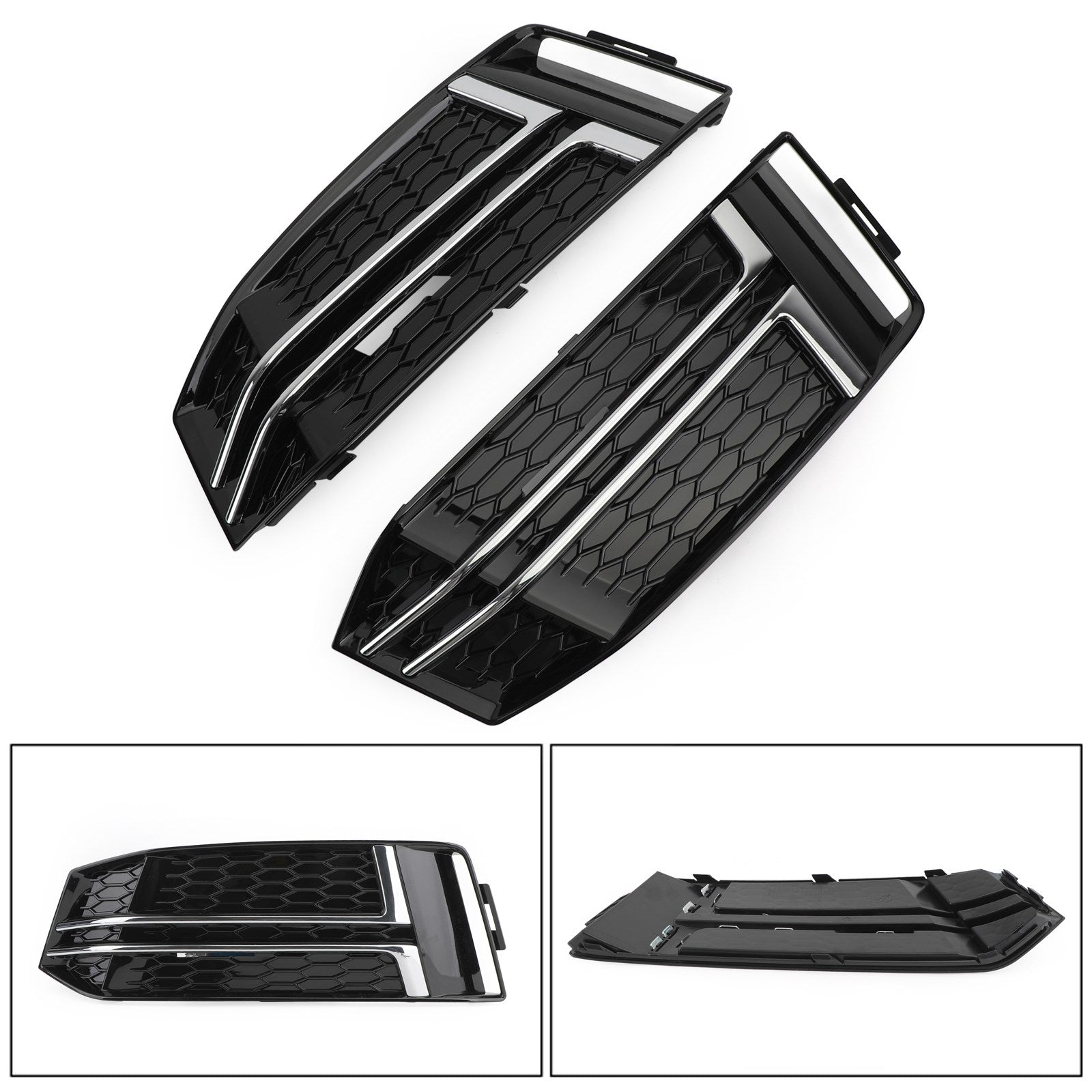 2016-2018 AUDI A4 B9 S-LINE Pair Front Fog Light Cover Bumper Grille