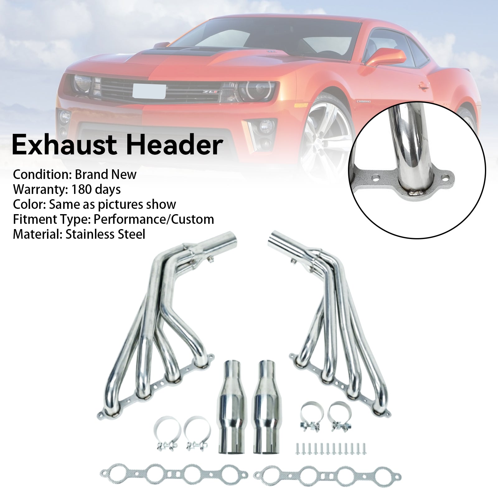 Long Tube Stainless Manifold Headers Fit Chevy Camaro SS LS3 6.2L V8 2010-2015