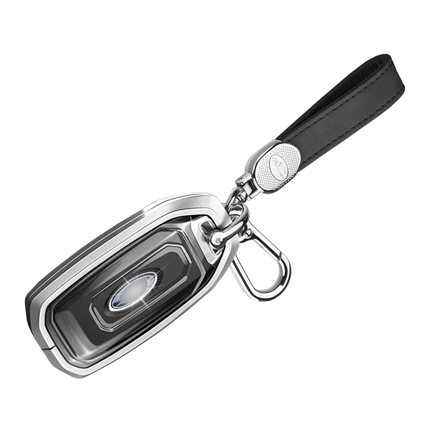 Aluminum Alloy TPU Silvery Car Key Case Cover With Buckle For Ford