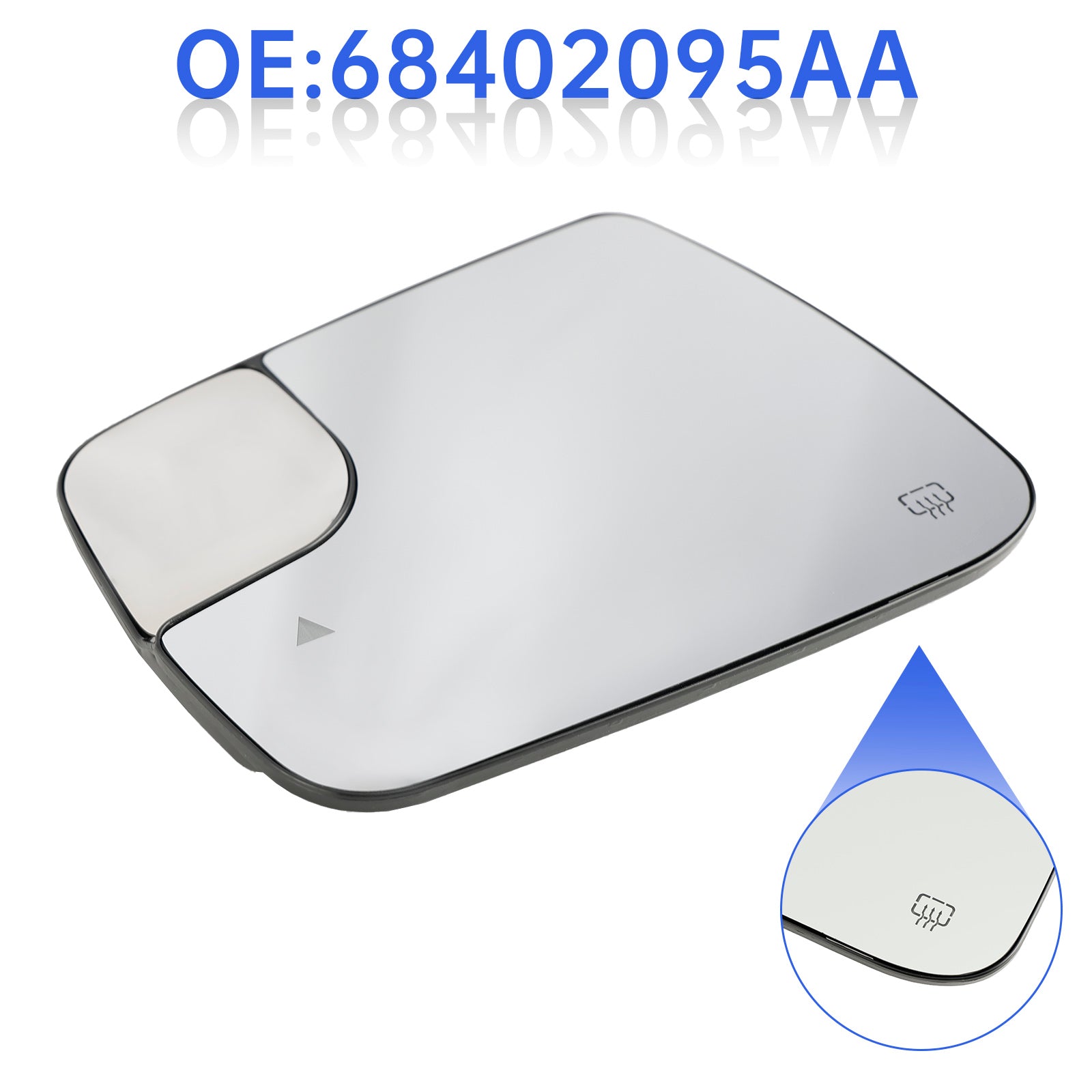 Blind Spot + Heat Exterior Mirror Glass Left For Dodge Ram 1500 2500 2019-2021