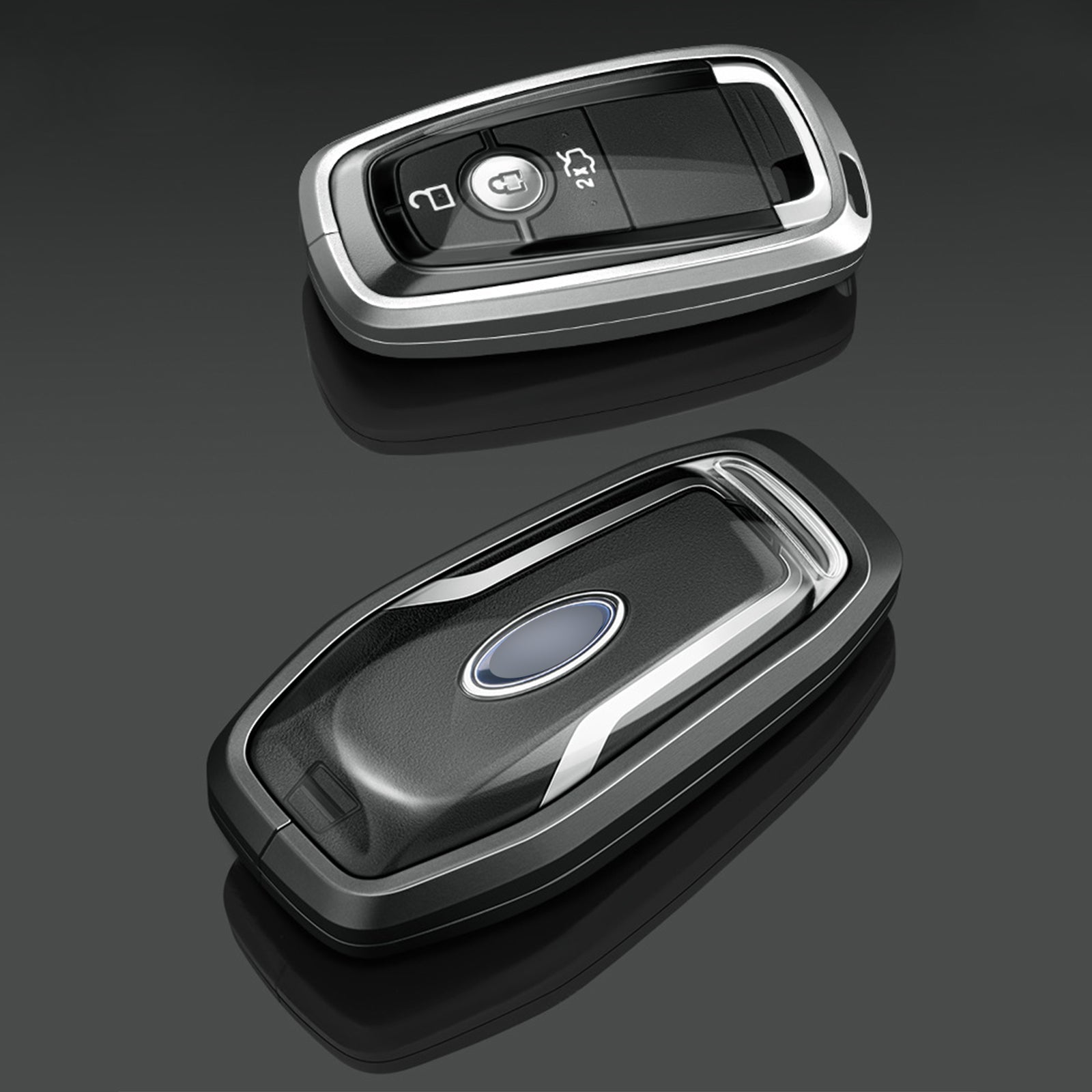 Aluminum Alloy TPU Black Car Key Case Cover With Buckle For Ford