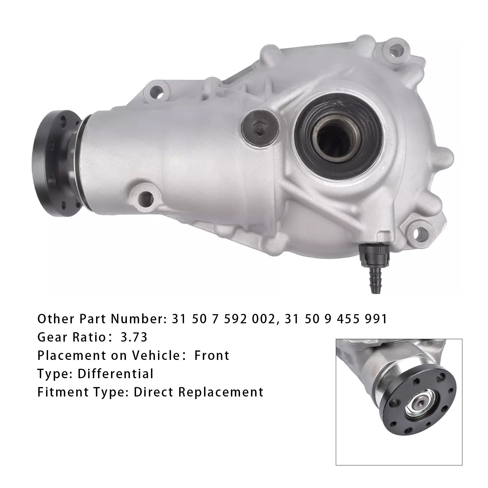 2015-2017 BMW X3 Front Differential Carrier Assembly 3.73 Ratio 31507592002