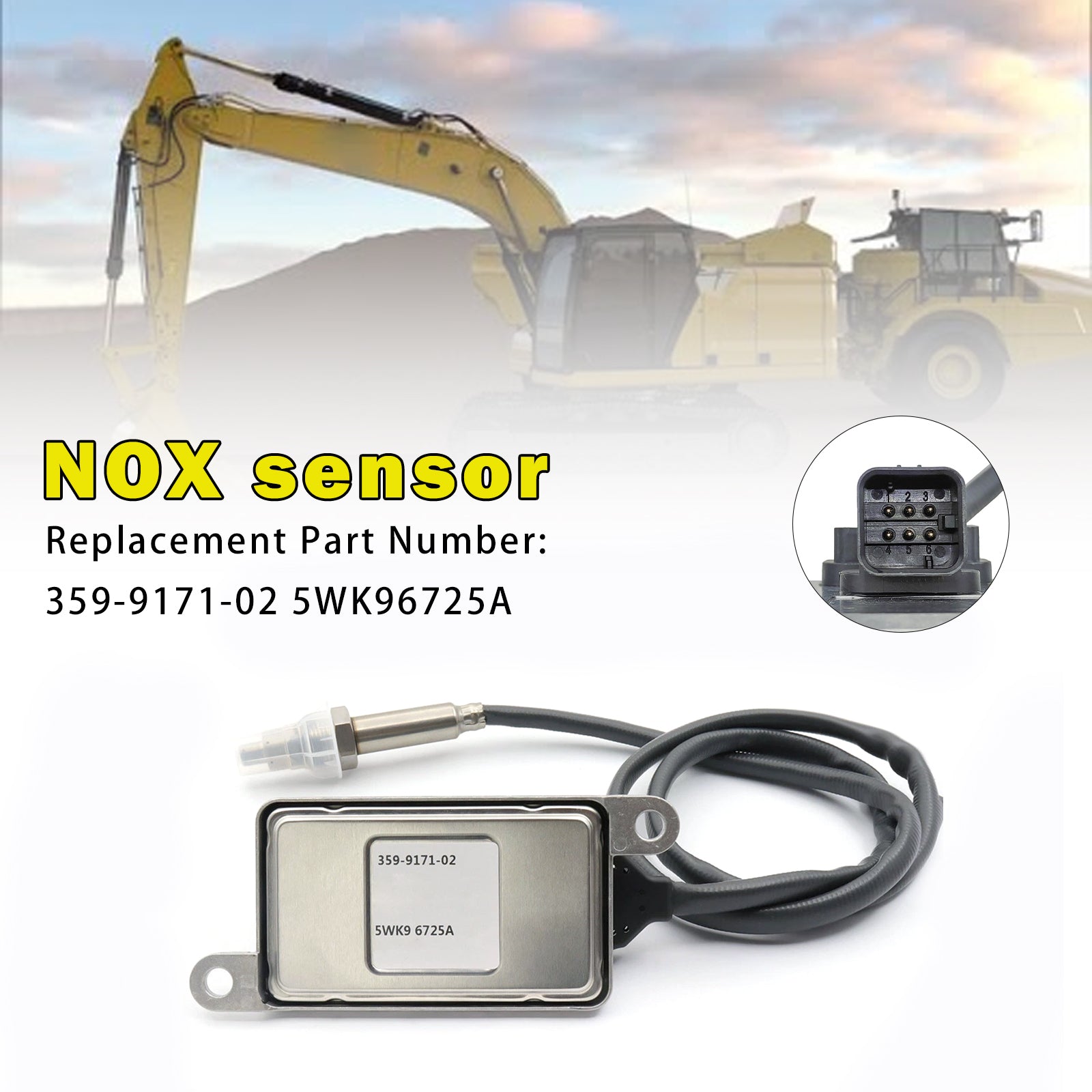 Nitrogen Oxide Nox Sensor 359-9171-02 5WK96725A Fits For CaterPillar 6 pins