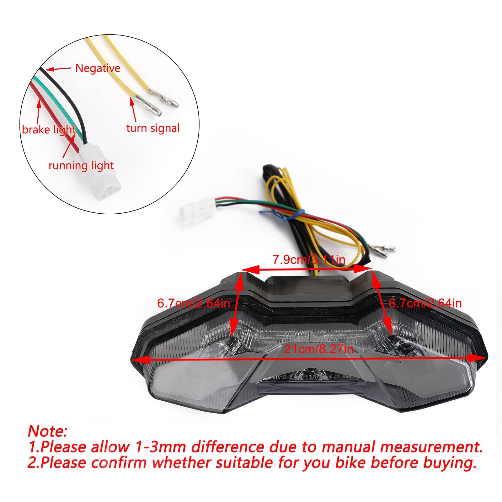 2015-2018 YAMAHA FJ09 MT-09 Tracer Tracer 900 Moto LED Brake Running Tail Light Smoke Generic