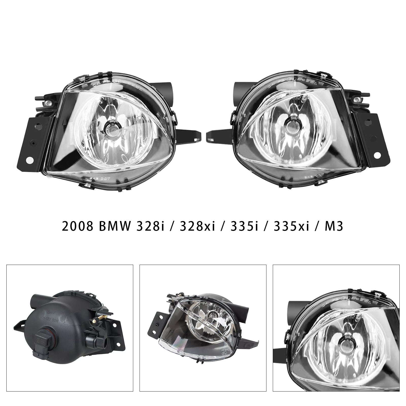 2007 BMW 323i / 328i / 328xi / 335i / 335xi Pair Front Fog Light Lamps Without Bulbs 63176948373 63176948374