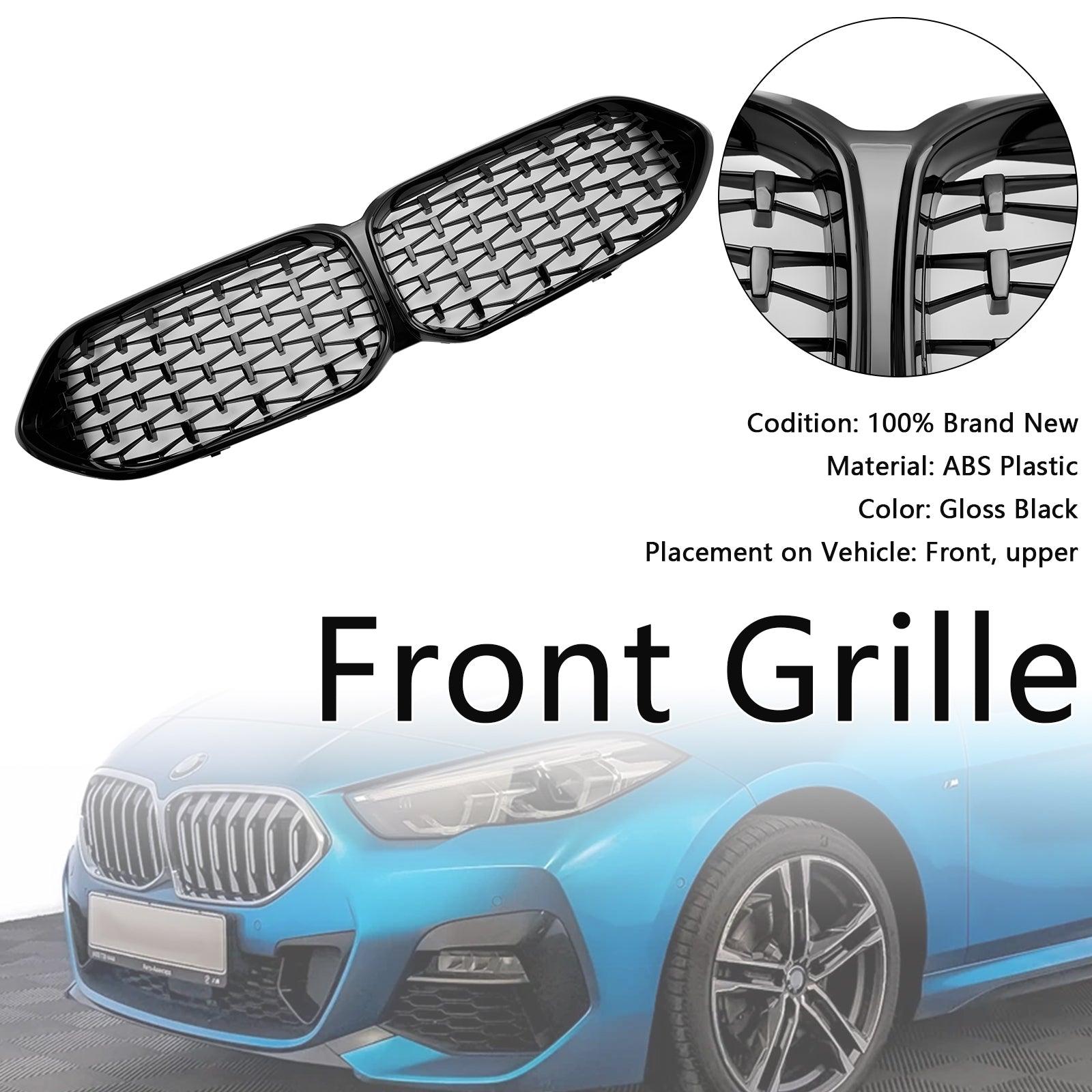 2020-2023 BMW 2 Series F44 Coupe M Diamond Gloss Black Front Grille Grill 51135A39378 51138080494