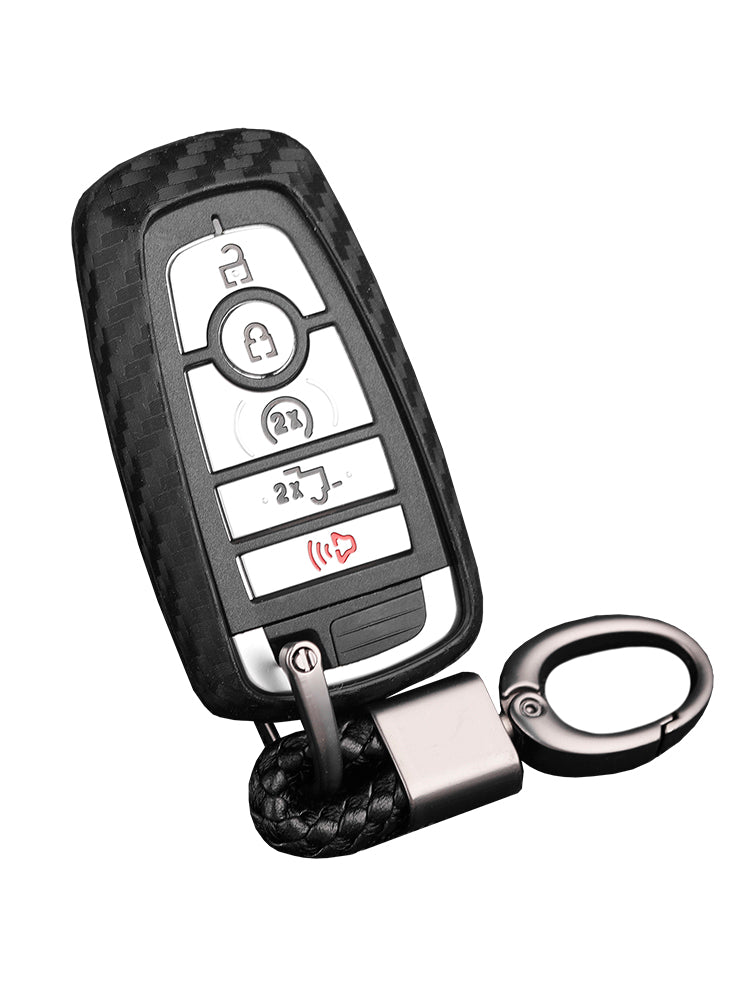 Leather Silicone Car Key Case Cover With Buckle For Ford Smart