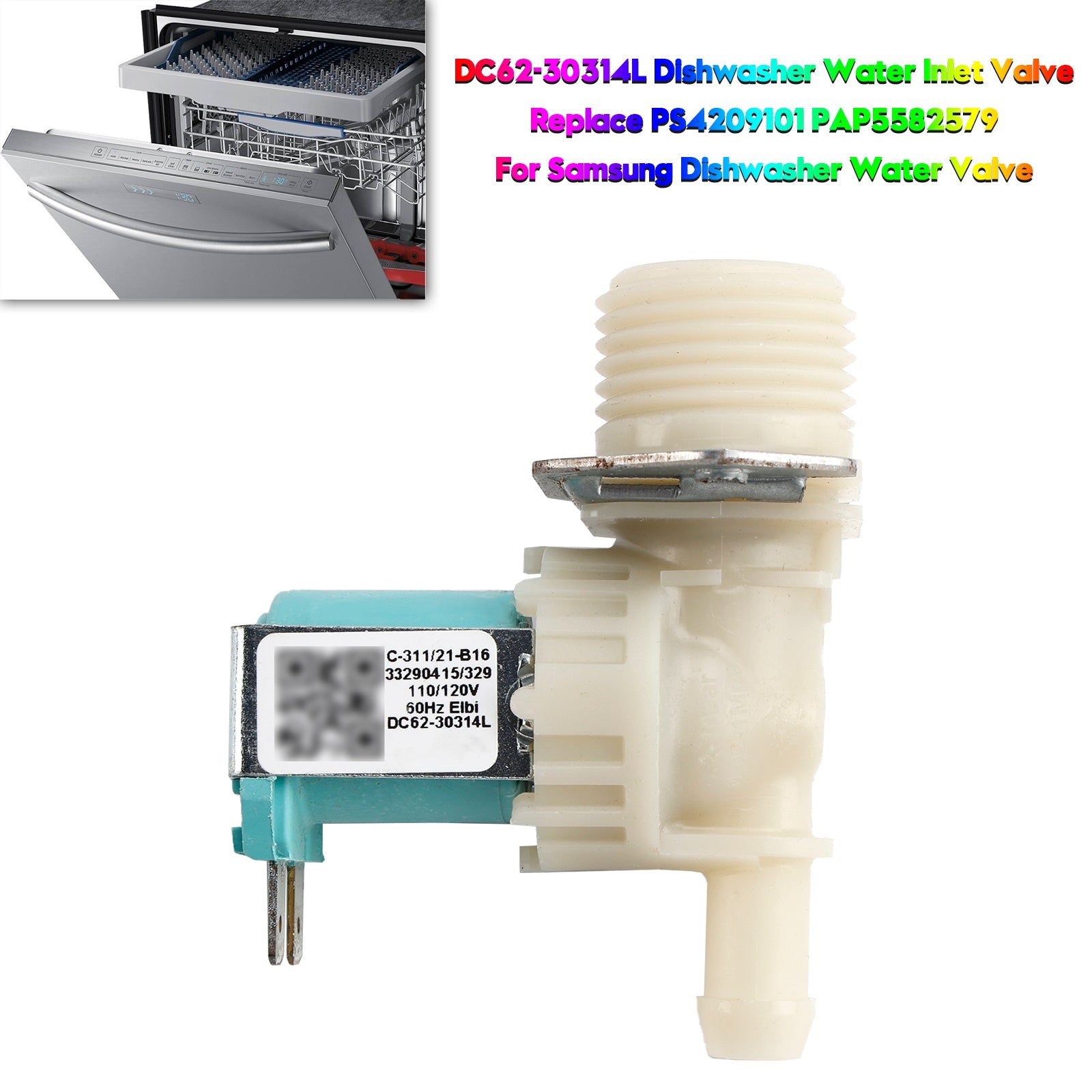 Water Inlet Valve DC62-30314L For Samsung Washer PS4209101 PAP5582579