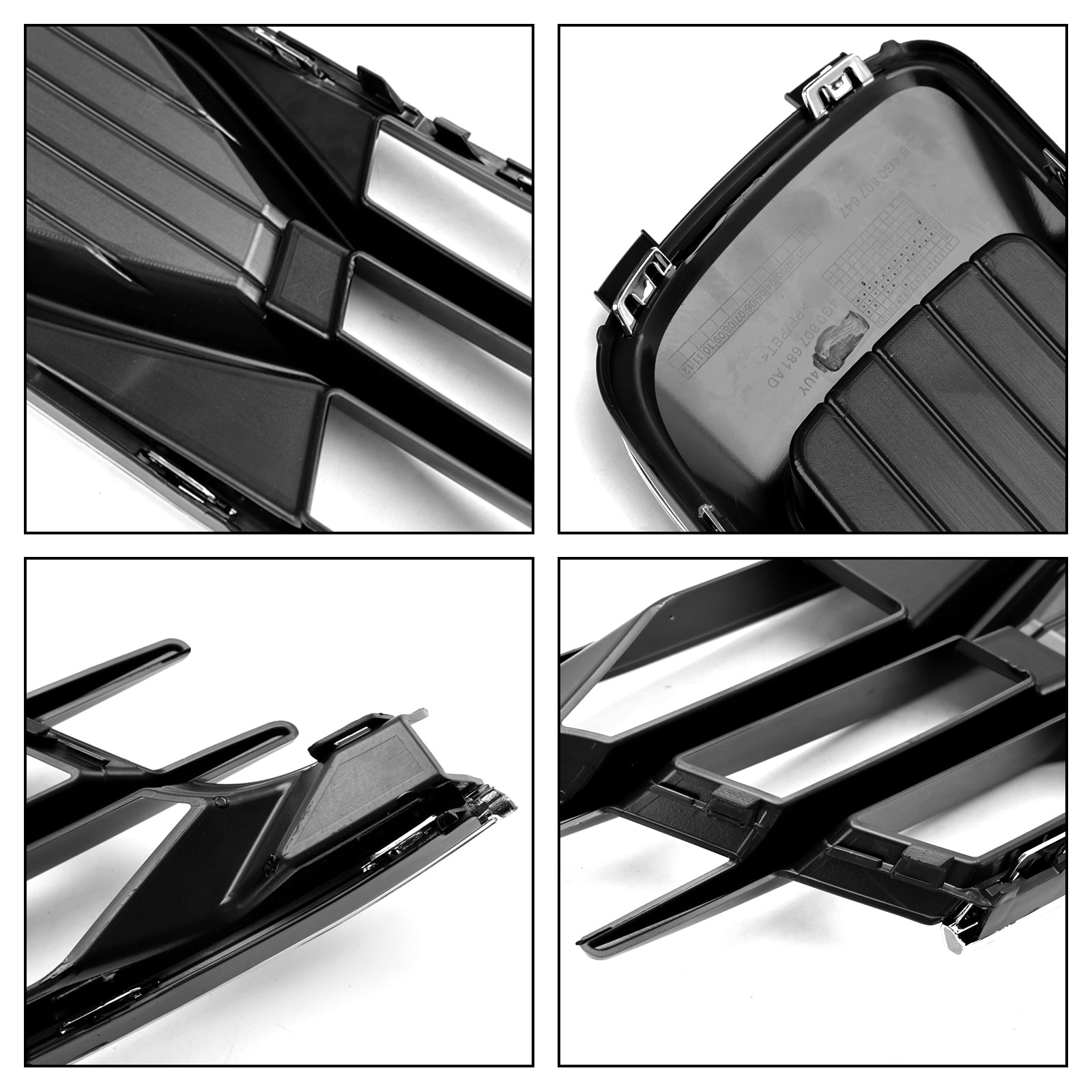 2014-2018 Audi A6 C7 2PCS Front Bumper Foglight Cover Grill Black Chrome