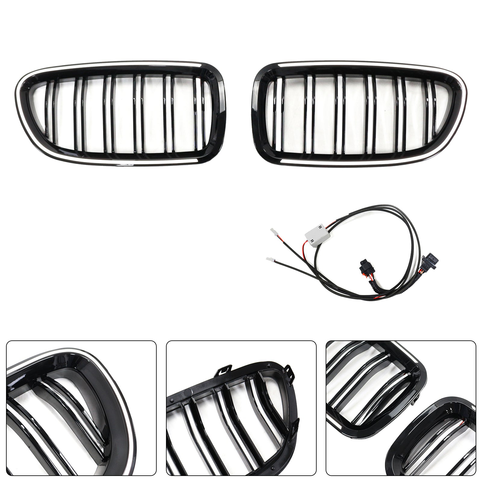 11.2009-02.2017 BMW 5-Series F11 Touring Kidney Bumper Grille Grill Gloss Black 51137203203 51137203204