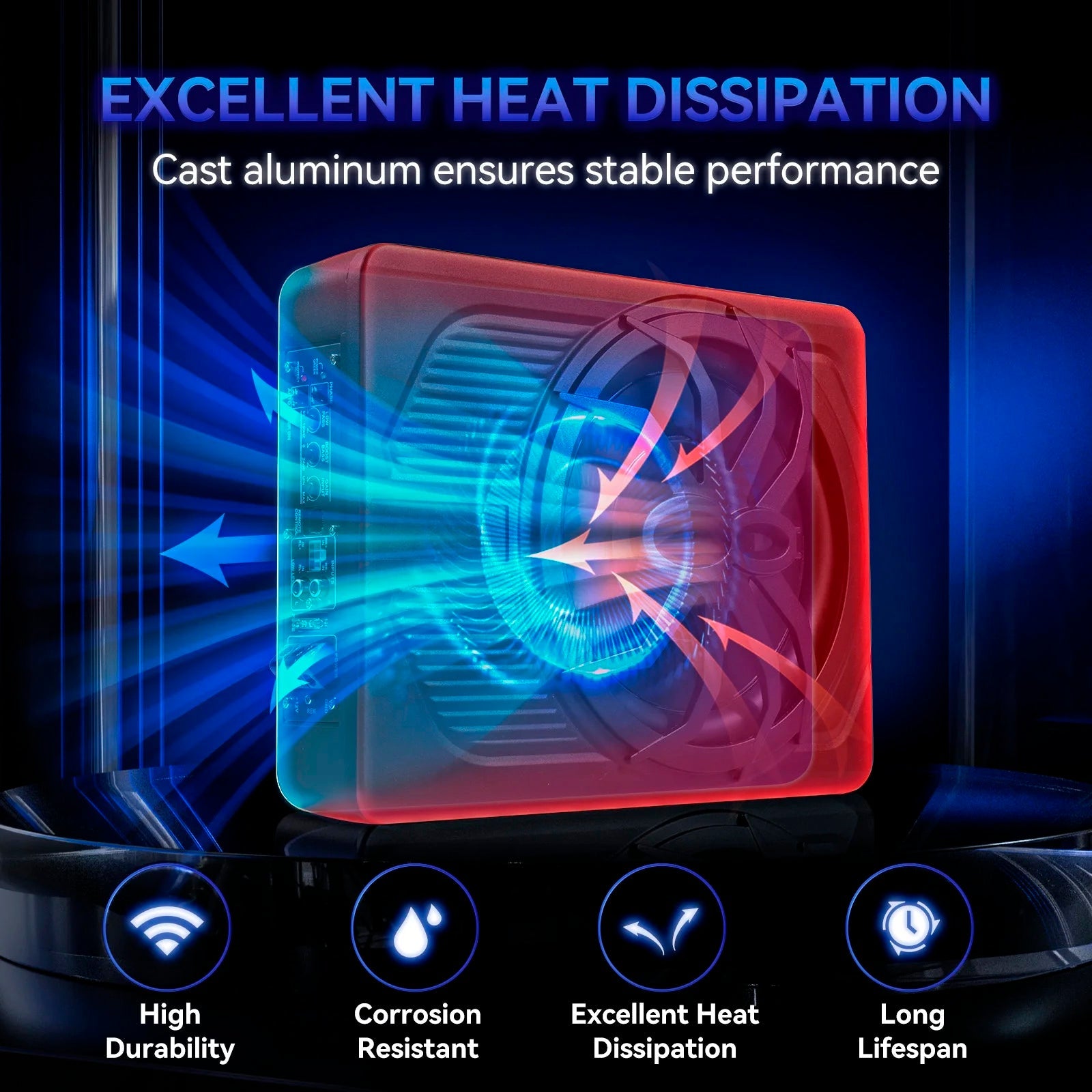 1200W Car Subwoofer 10" 12V Slim Under Seat Powered Car Subwoofer APP Control