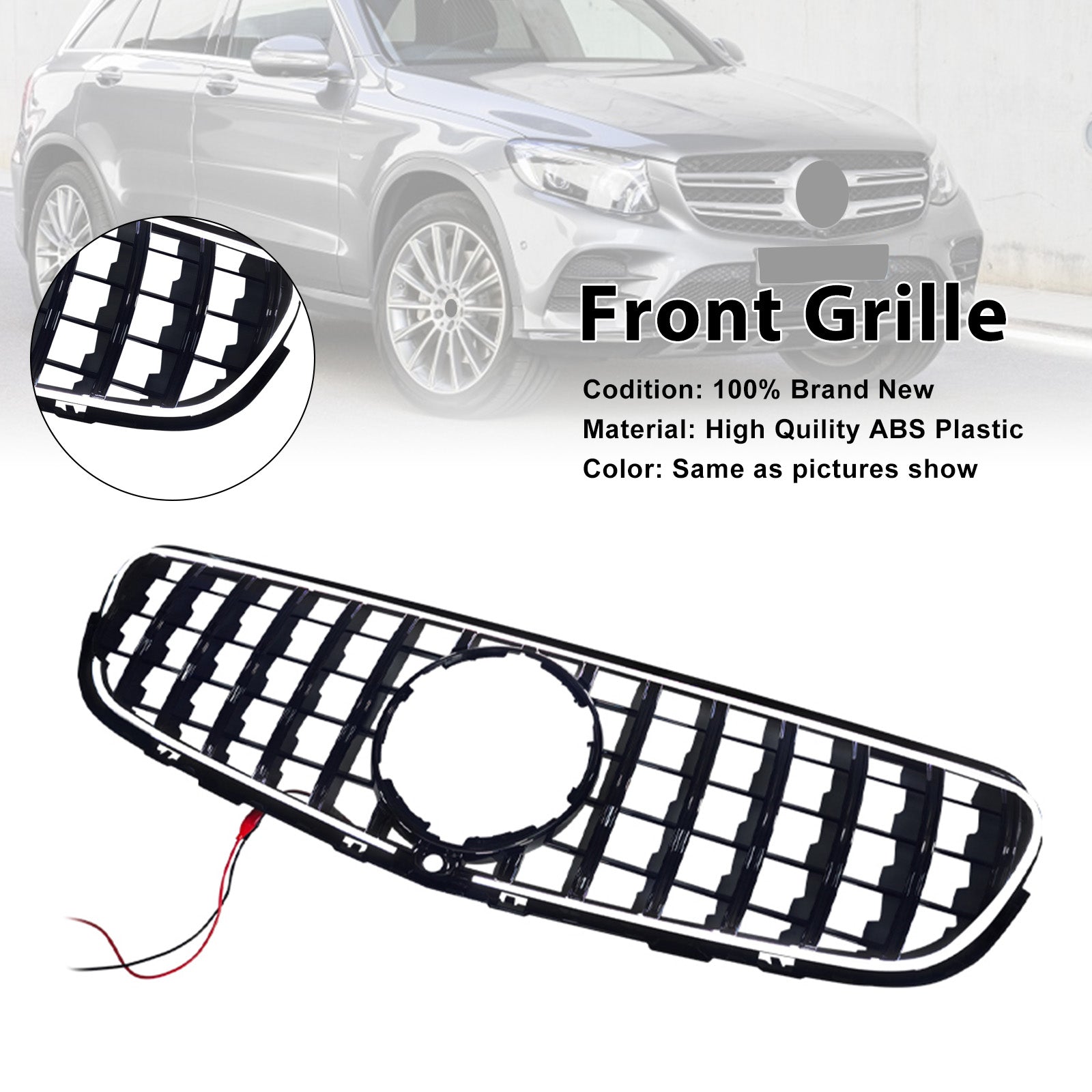 2015-2019 Fit Mercedes Benz GLC X253 C25 GT-Style Front Bumper Grill Grille 3