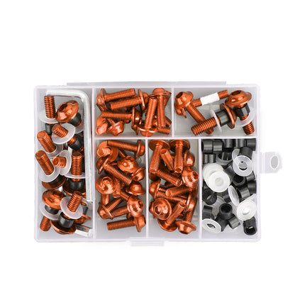 158Pcs Sportbike Windscreen Fairing Bolts Kit Fastener Clips Screws Orange