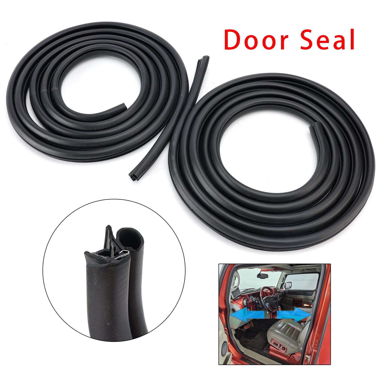 2003-2009 For Hummer H2 2Pcs Front/Rear Door Rubber Seal Weatherstrip