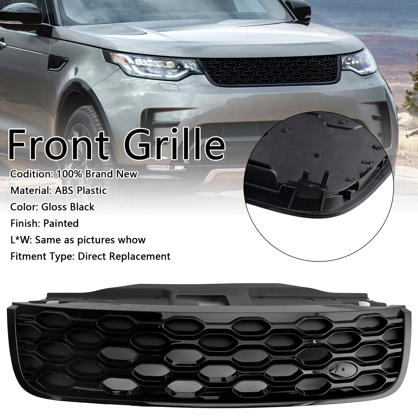 2017 2018 2019 2020 Land Rover Discovery 5 L462 Front Bumper Grill Grille Black