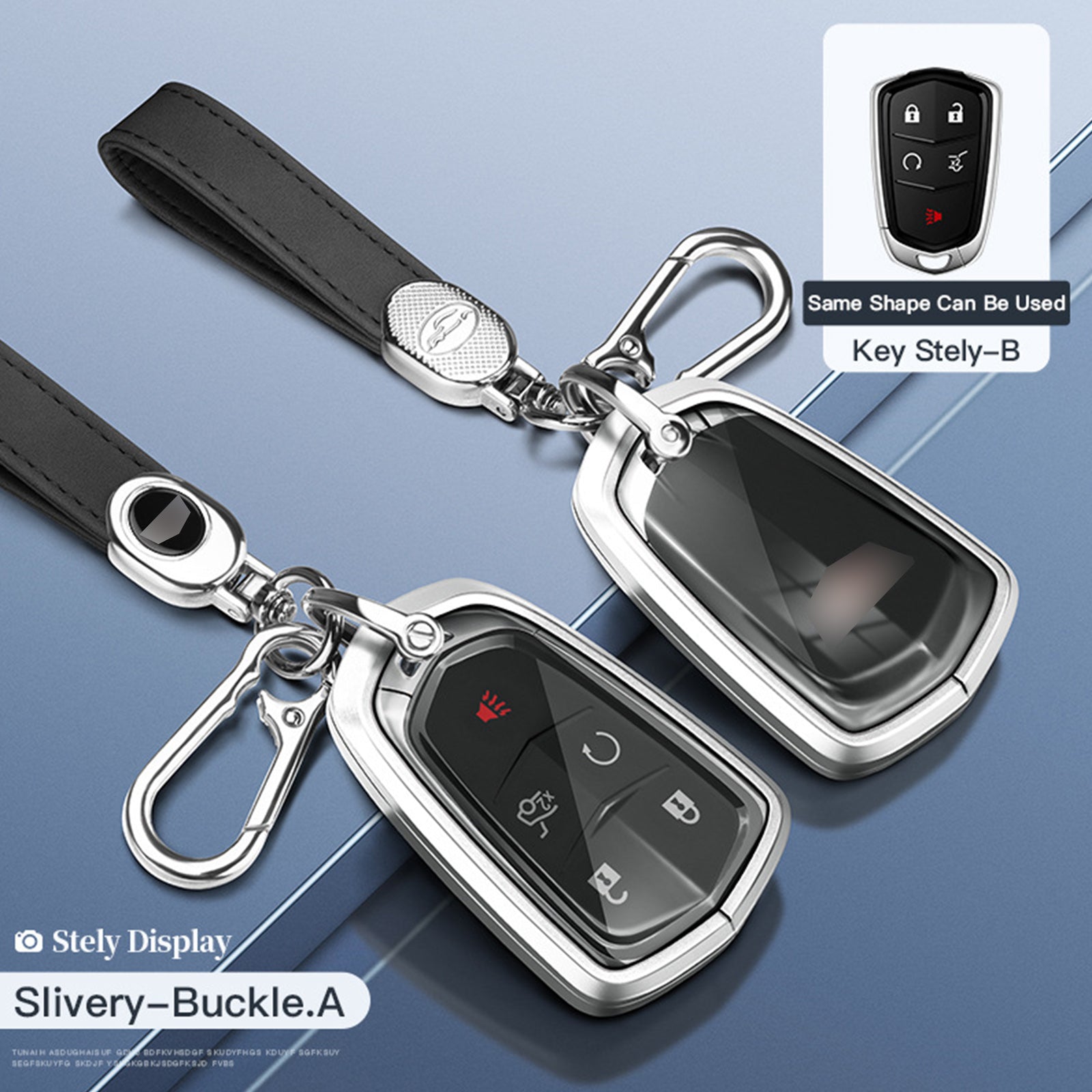 Aluminum Alloy TPU Silvery Car Key Case Cover With Buckle For Cadillac