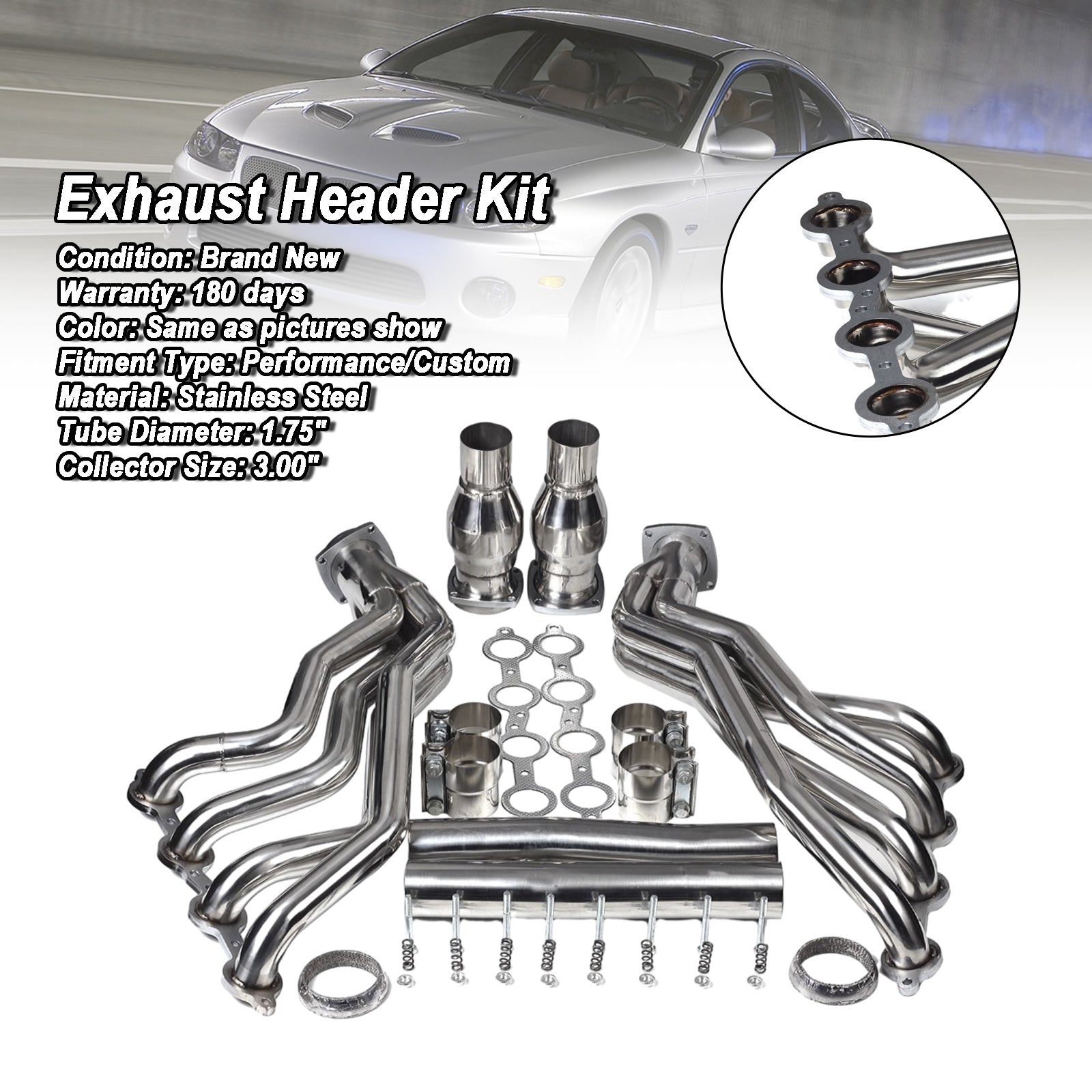 Stainless Steel Header Manifold Exhaust Fit Pontiac GTO 6.0L V8 2005-2006